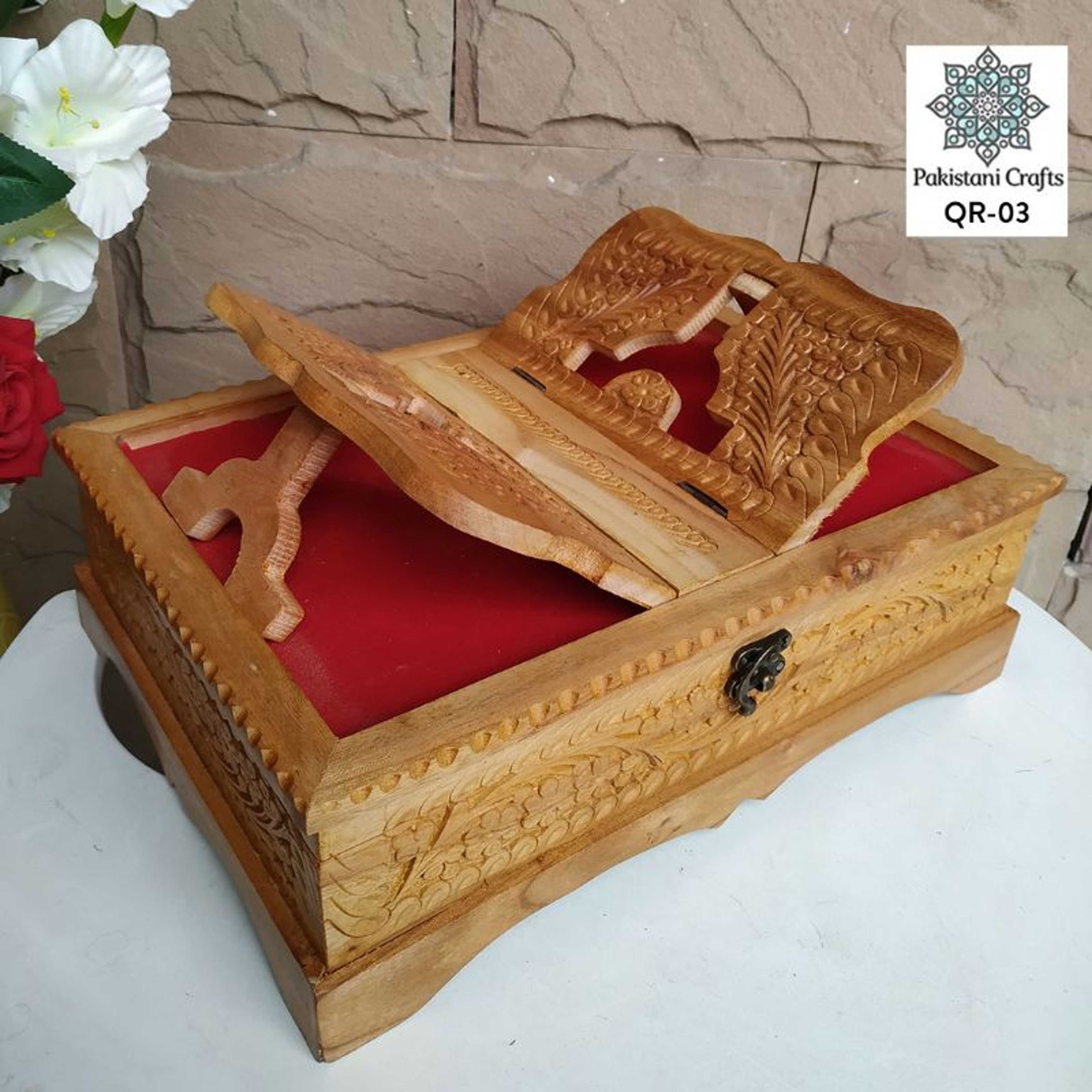 Wooden Quran Box & Rehail 2 In 1