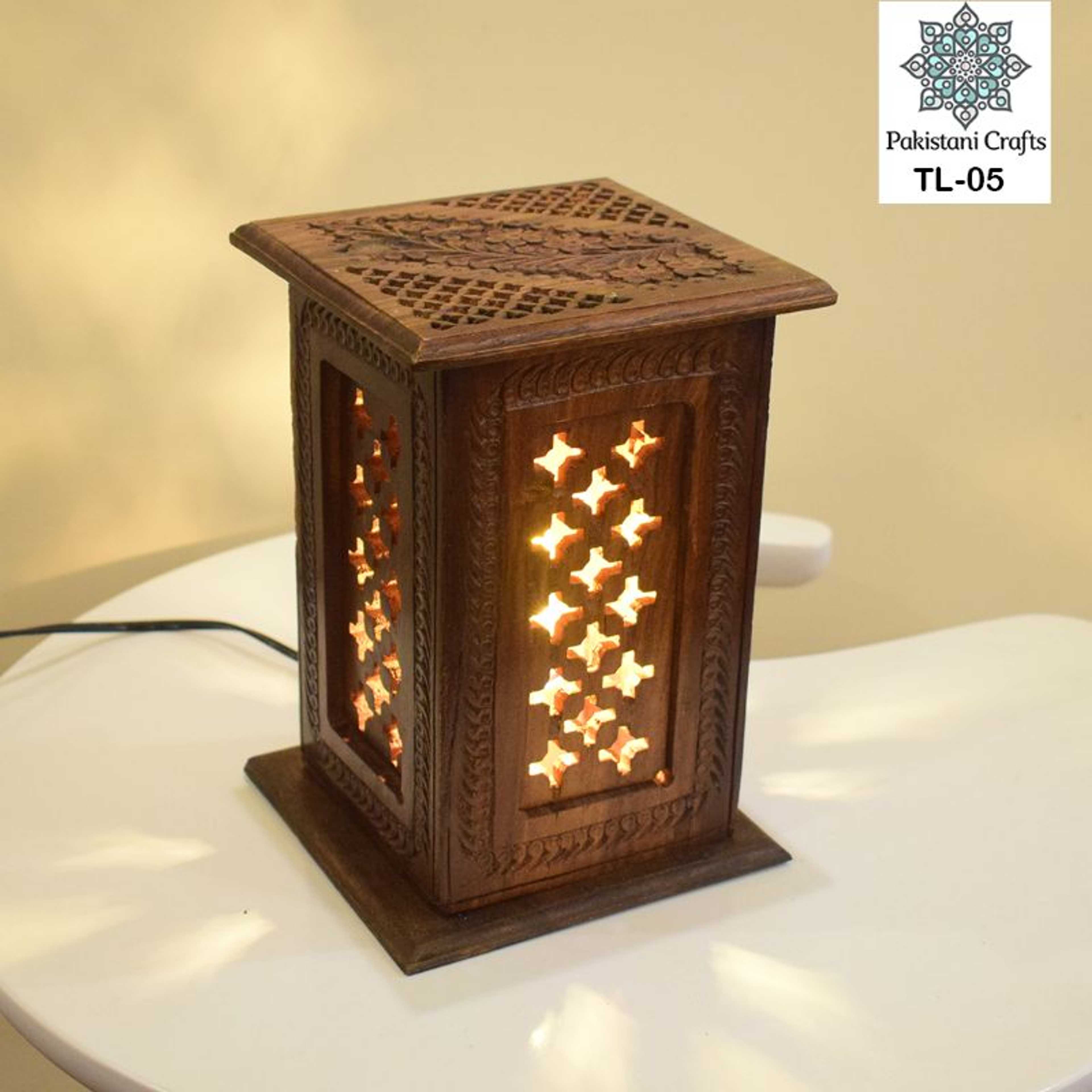 Wooden Table Lamp Square Shape