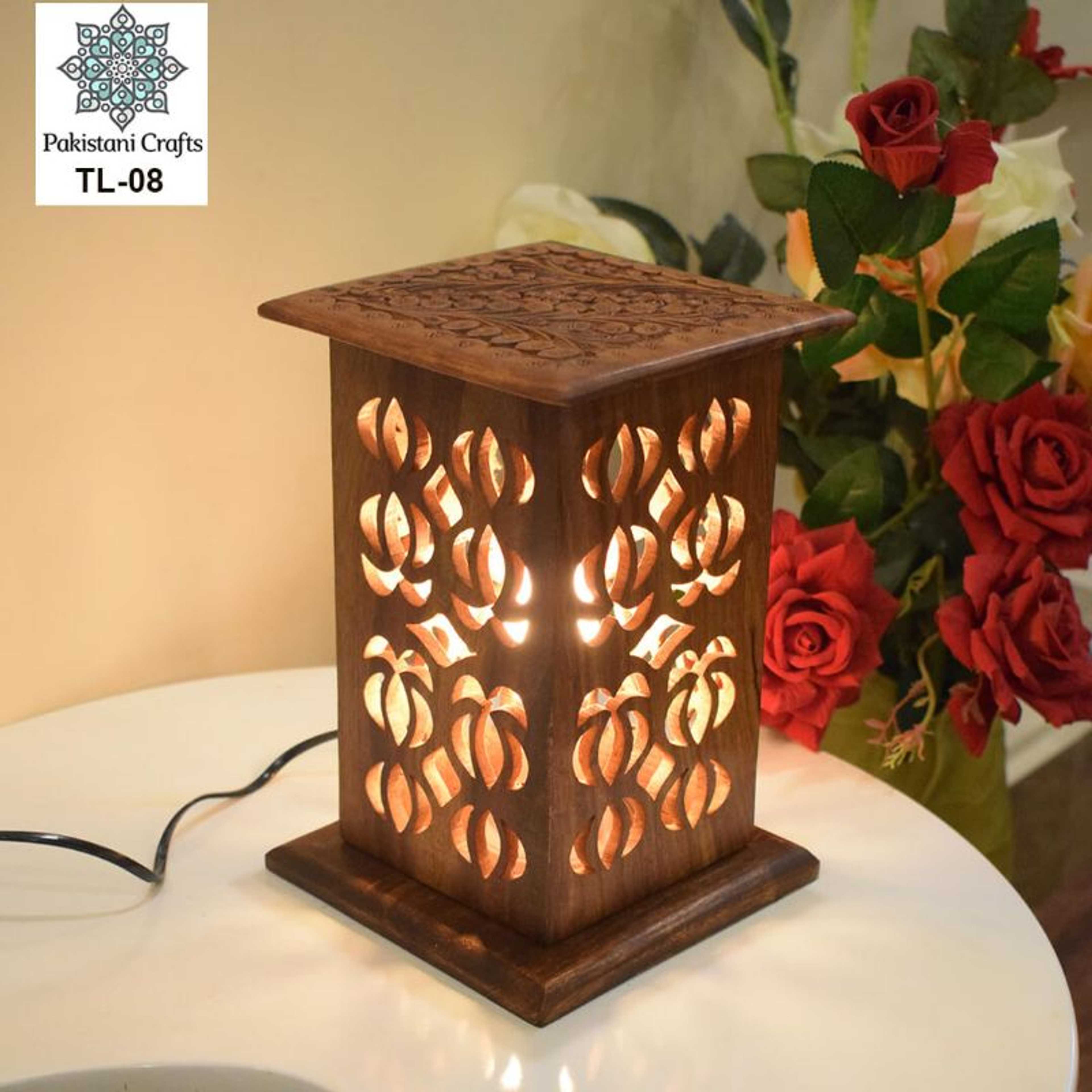 Corner Table Lamp Square With Brass Work