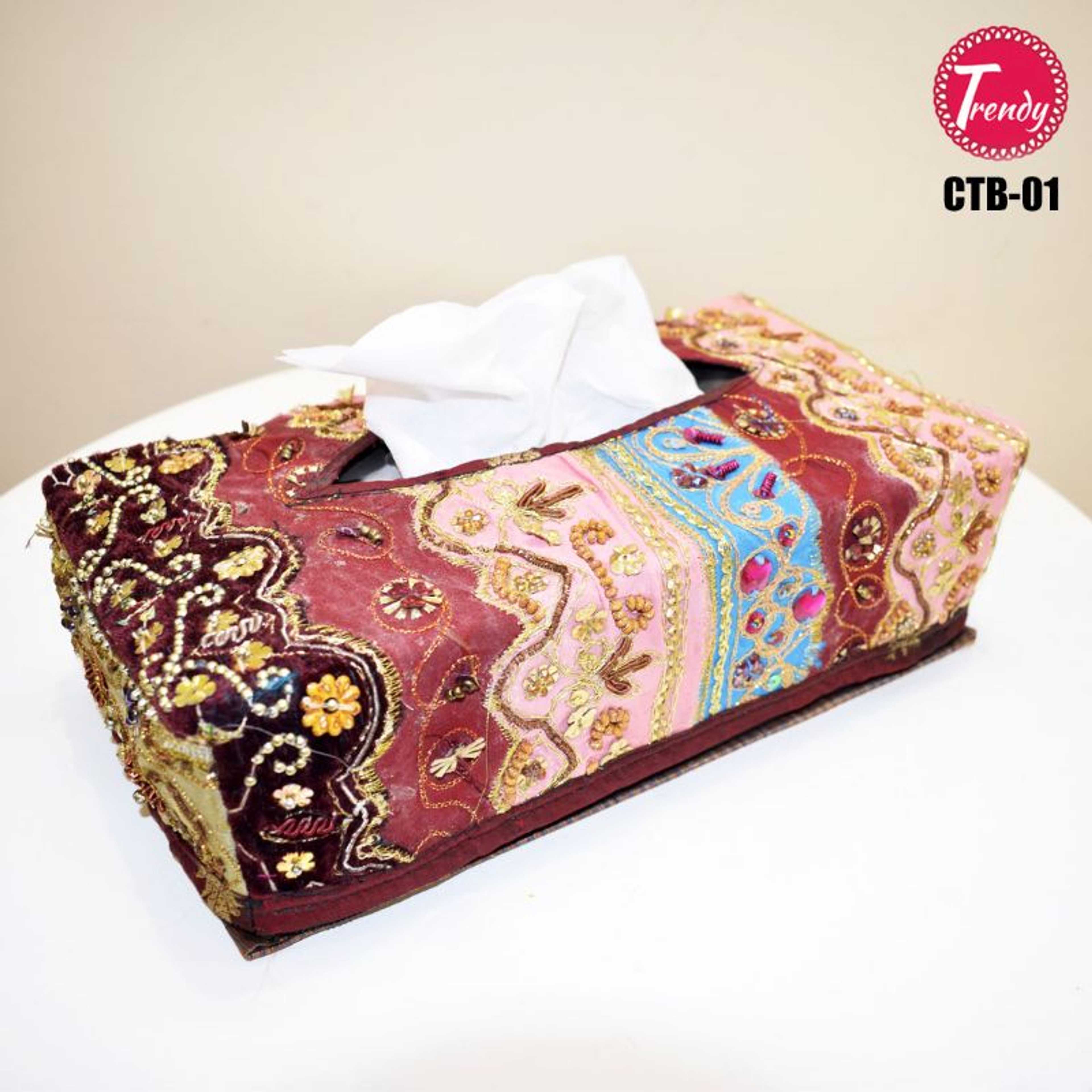 Sindhi Hand Embroidery Fabric Tissue Box Cover CTB-01