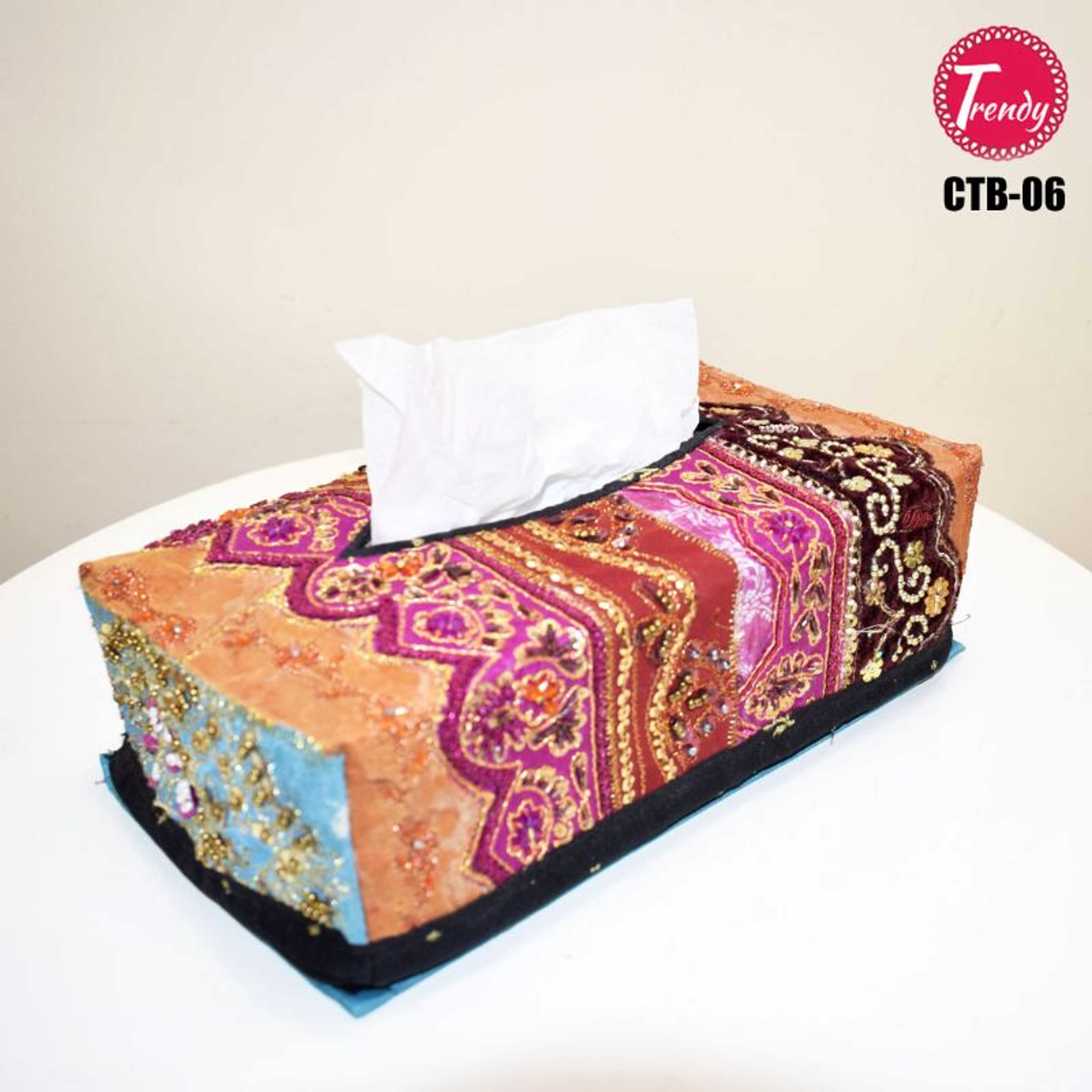 Sindhi Hand Embroidery Fabric Tissue Box Cover CTB-06
