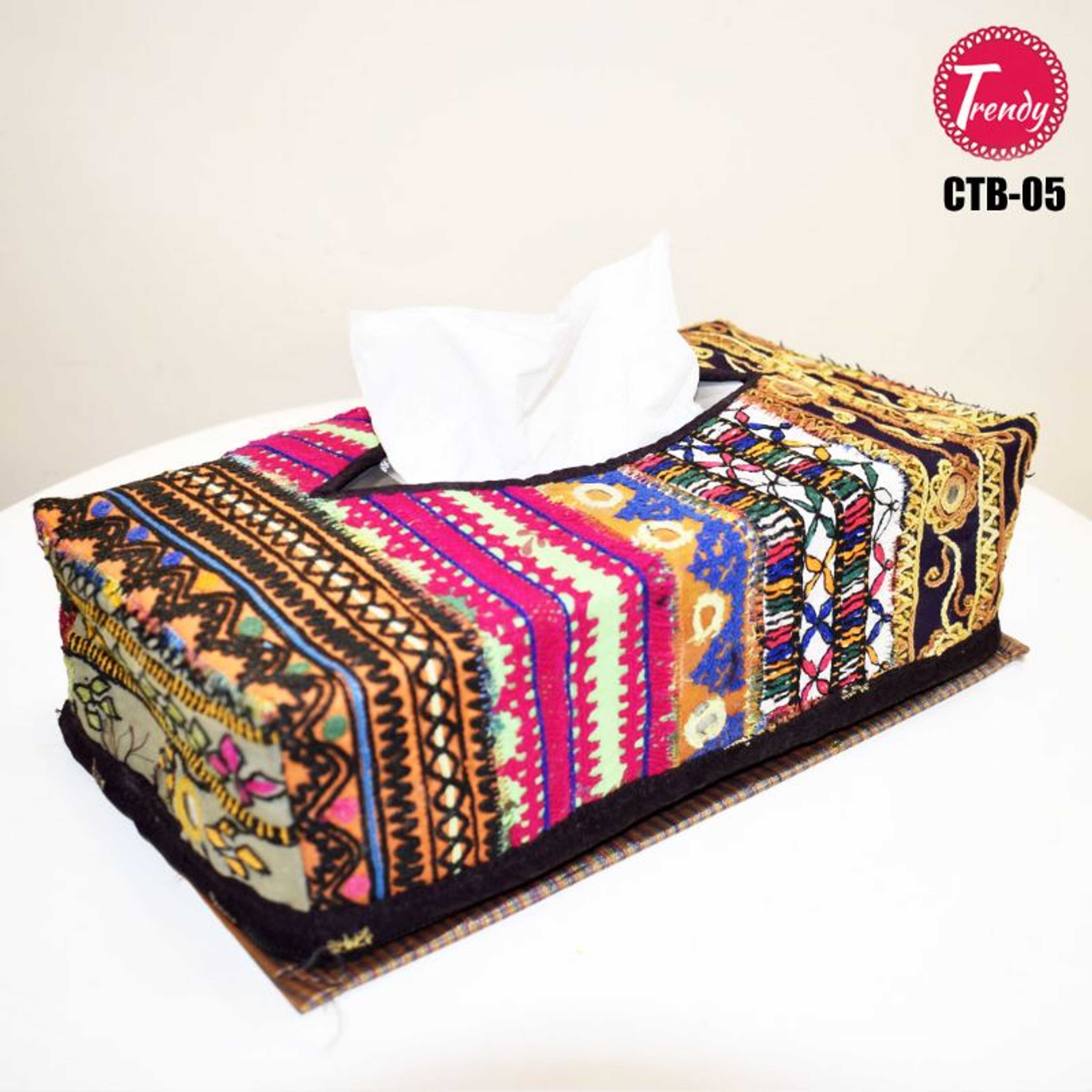 Sindhi Hand Embroidery Fabric Tissue Box Cover CTB-05