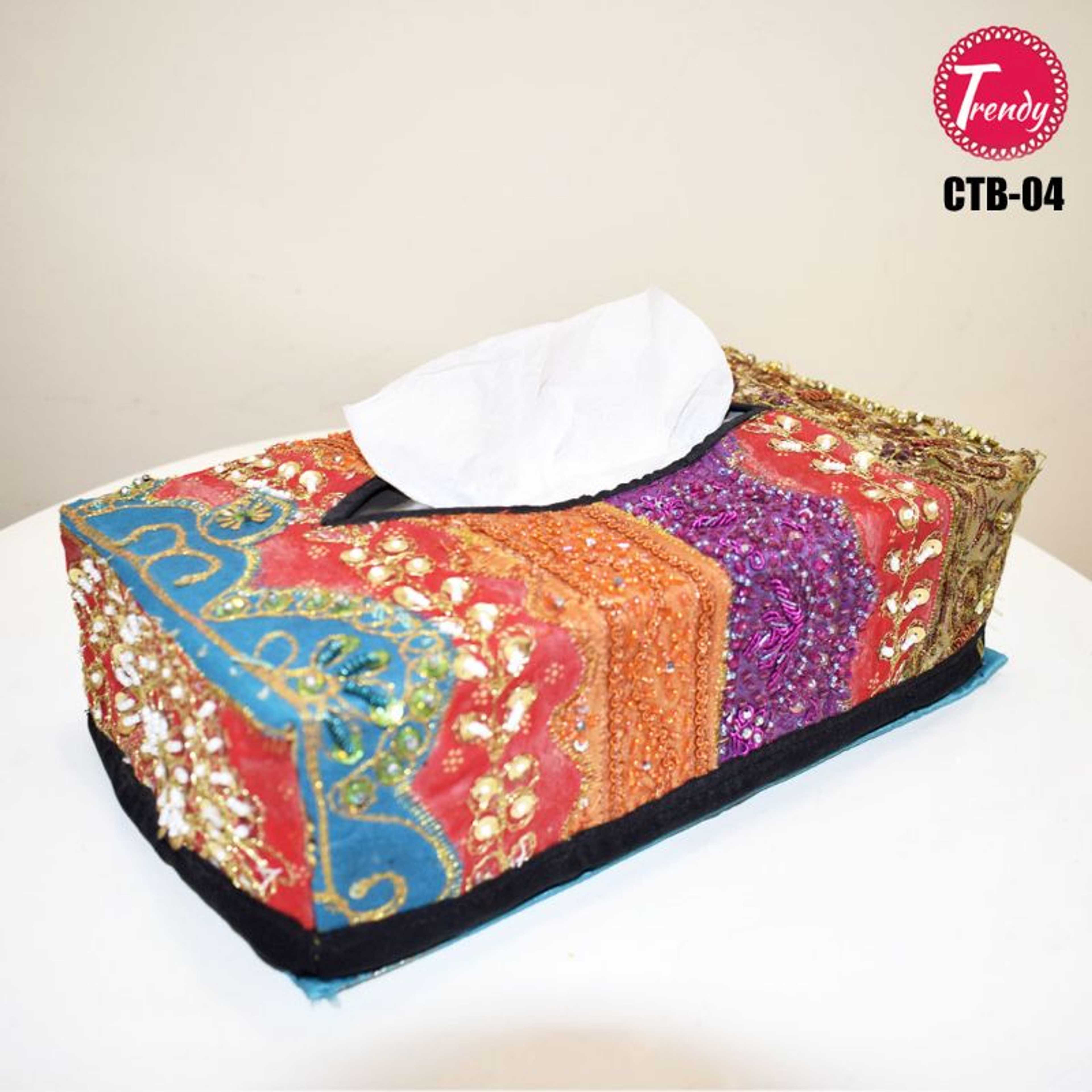 Sindhi Hand Embroidery Fabric Tissue Box Cover CTB-04