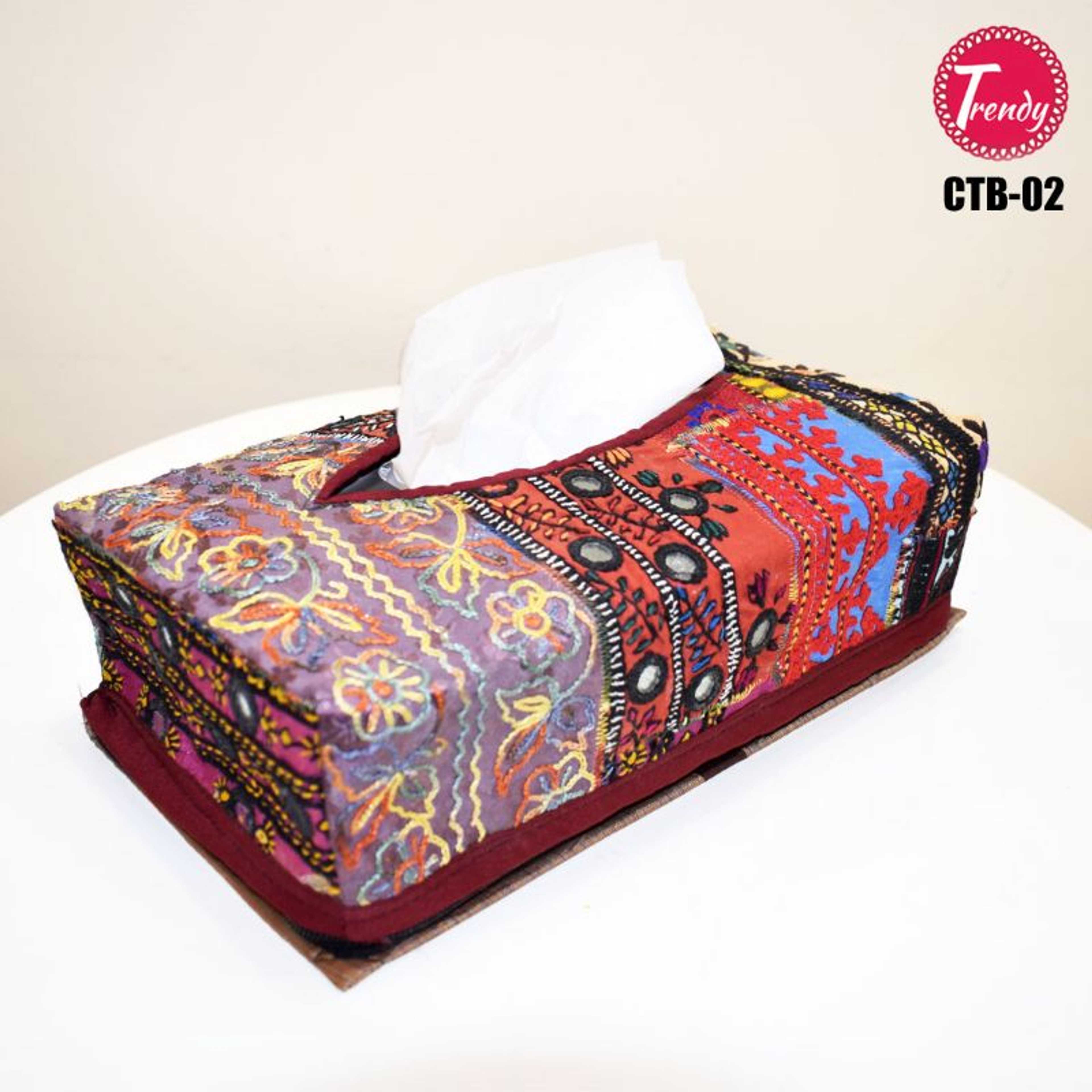 Sindhi Hand Embroidery Fabric Tissue Box Cover CTB-02