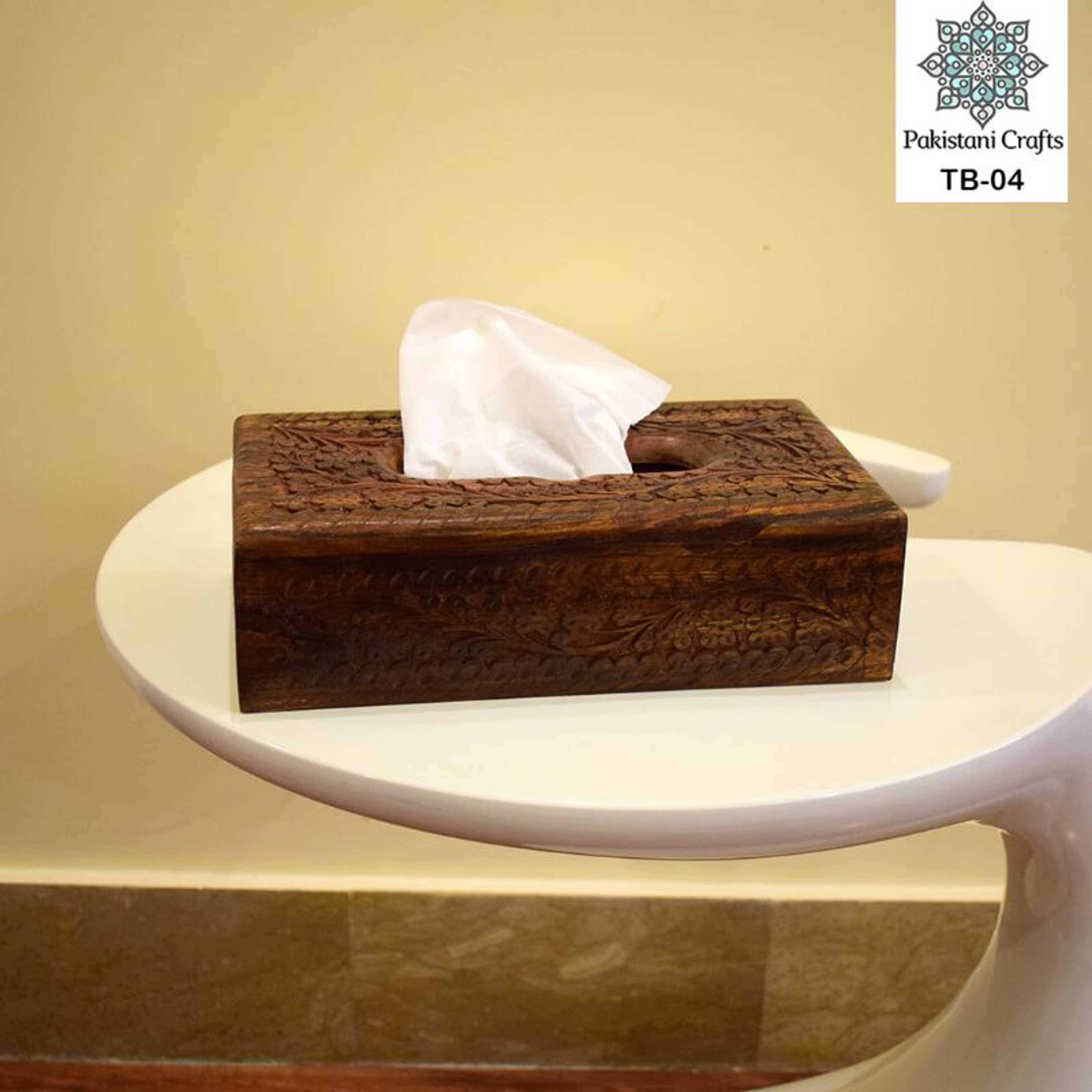 Wooden Hand Made Carving Tissue Box – Large