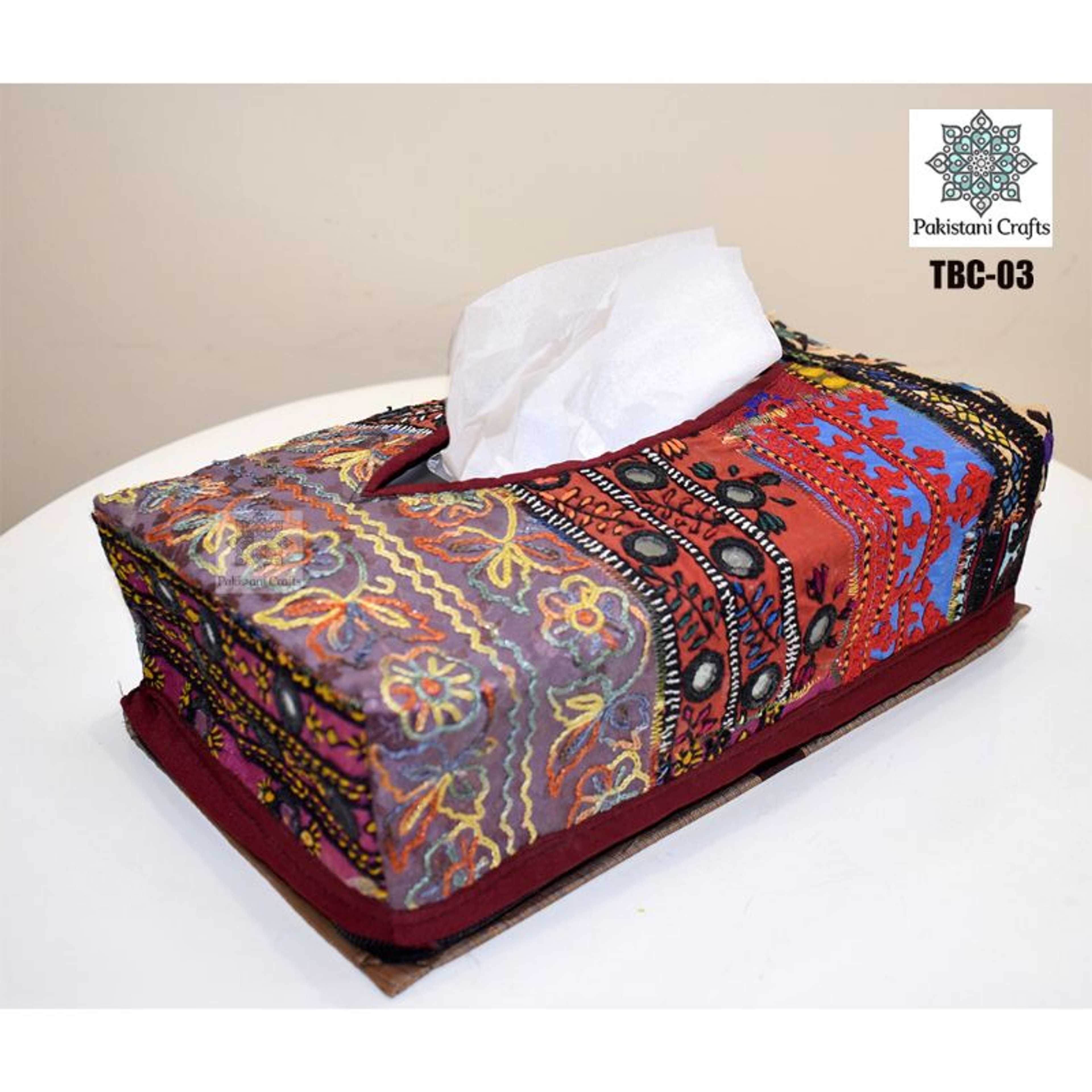 Sindhi Hand Embroidery Fabric Tissue Box Cover 