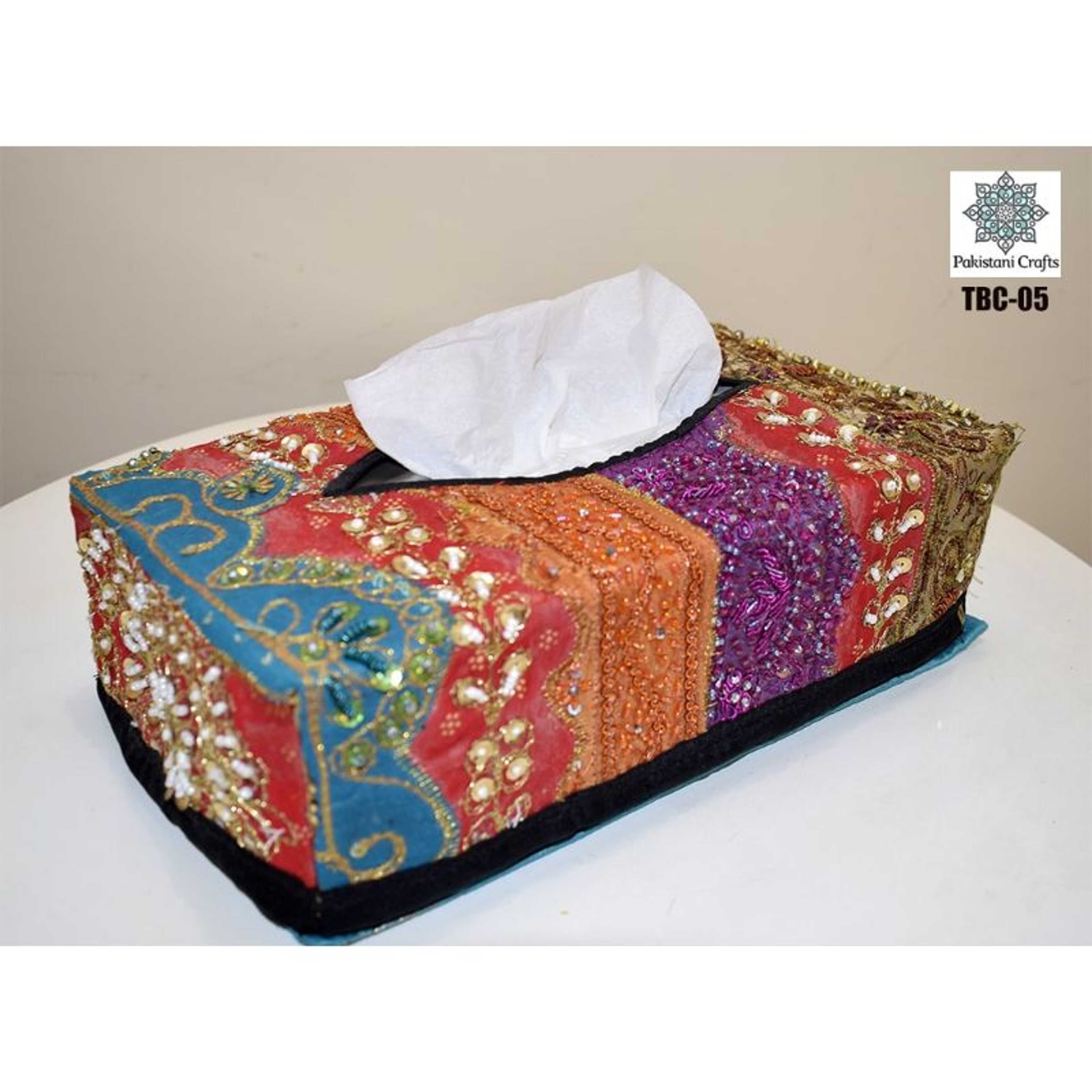 Sindhi Hand Embroidery Fabric Tissue Box Cover
