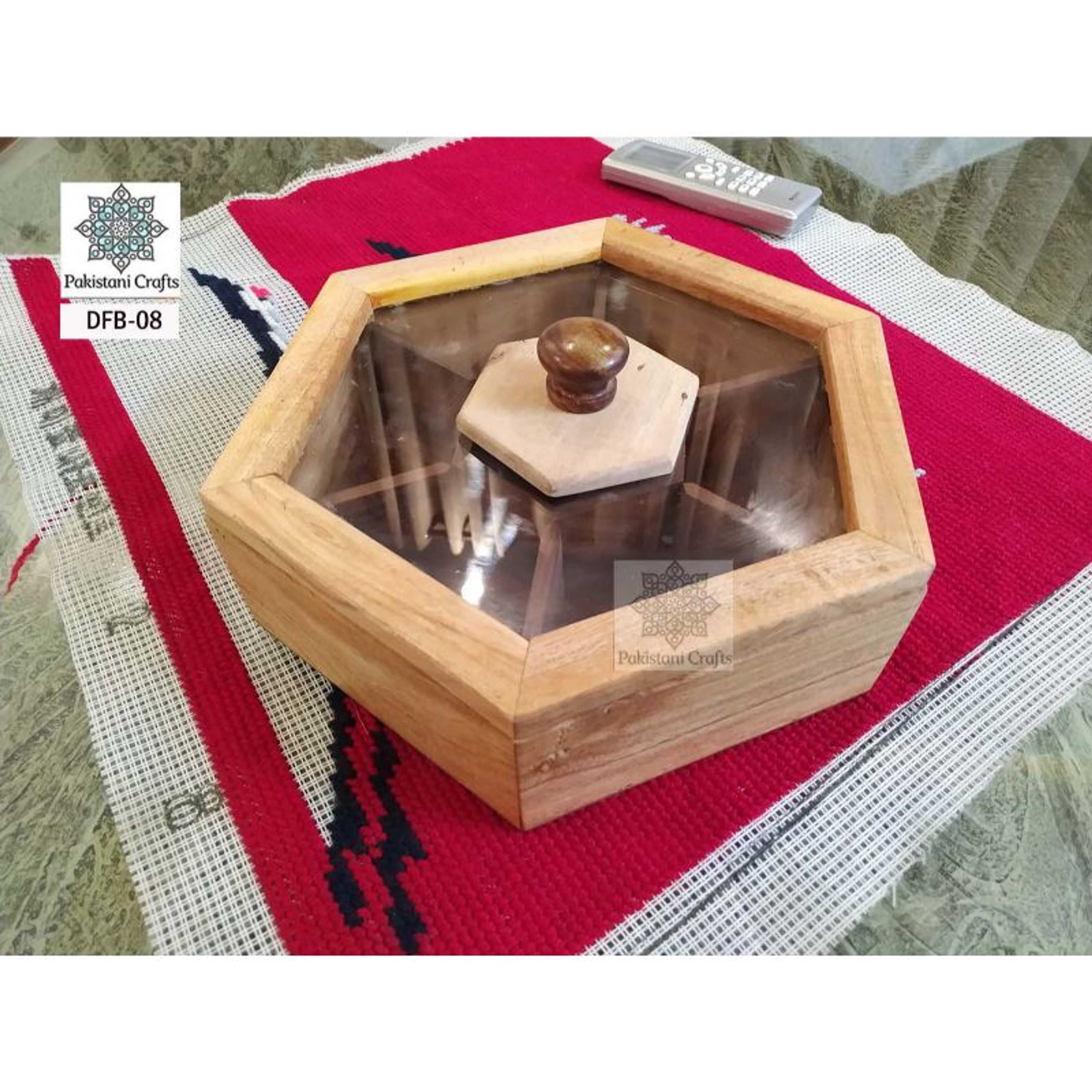 Wooden Box 6 Portion With Top Cover For Dry Fruit
