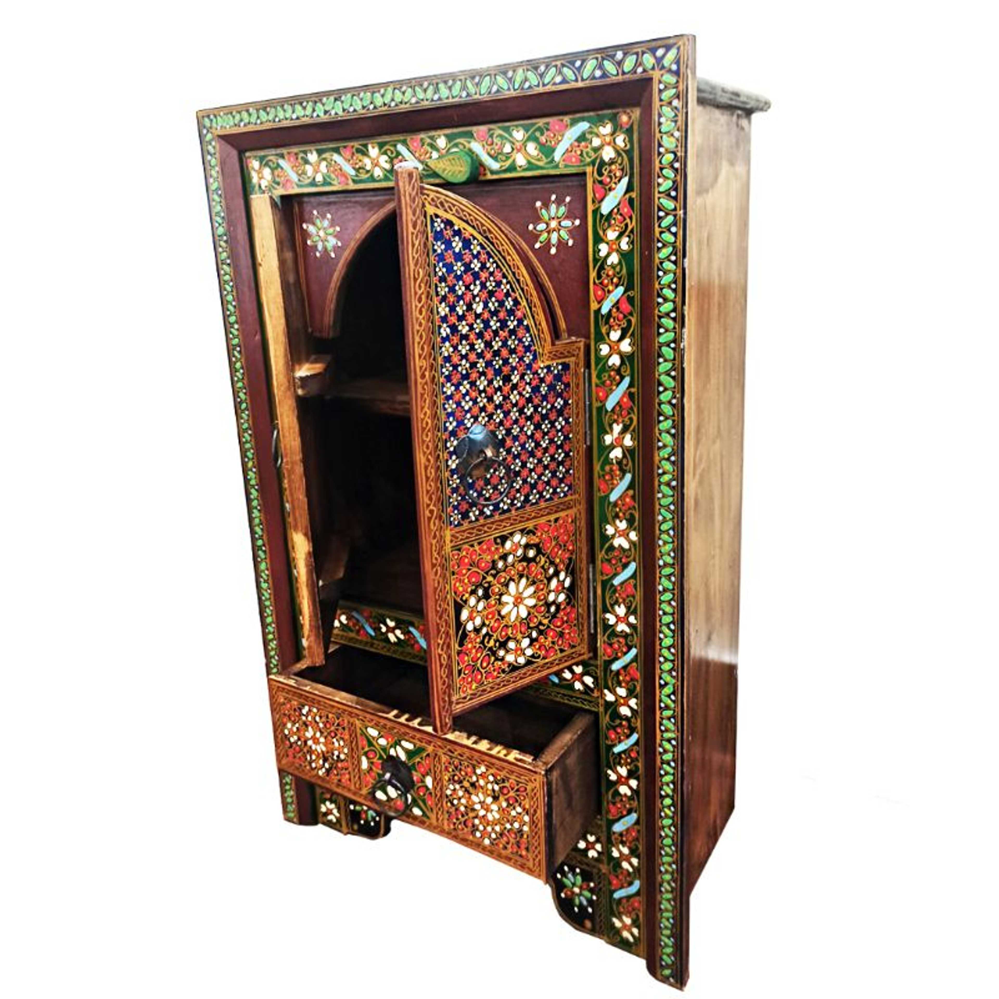 "Hand Crafted Wooden Chester Double Door With Drawers Swati Furiture "