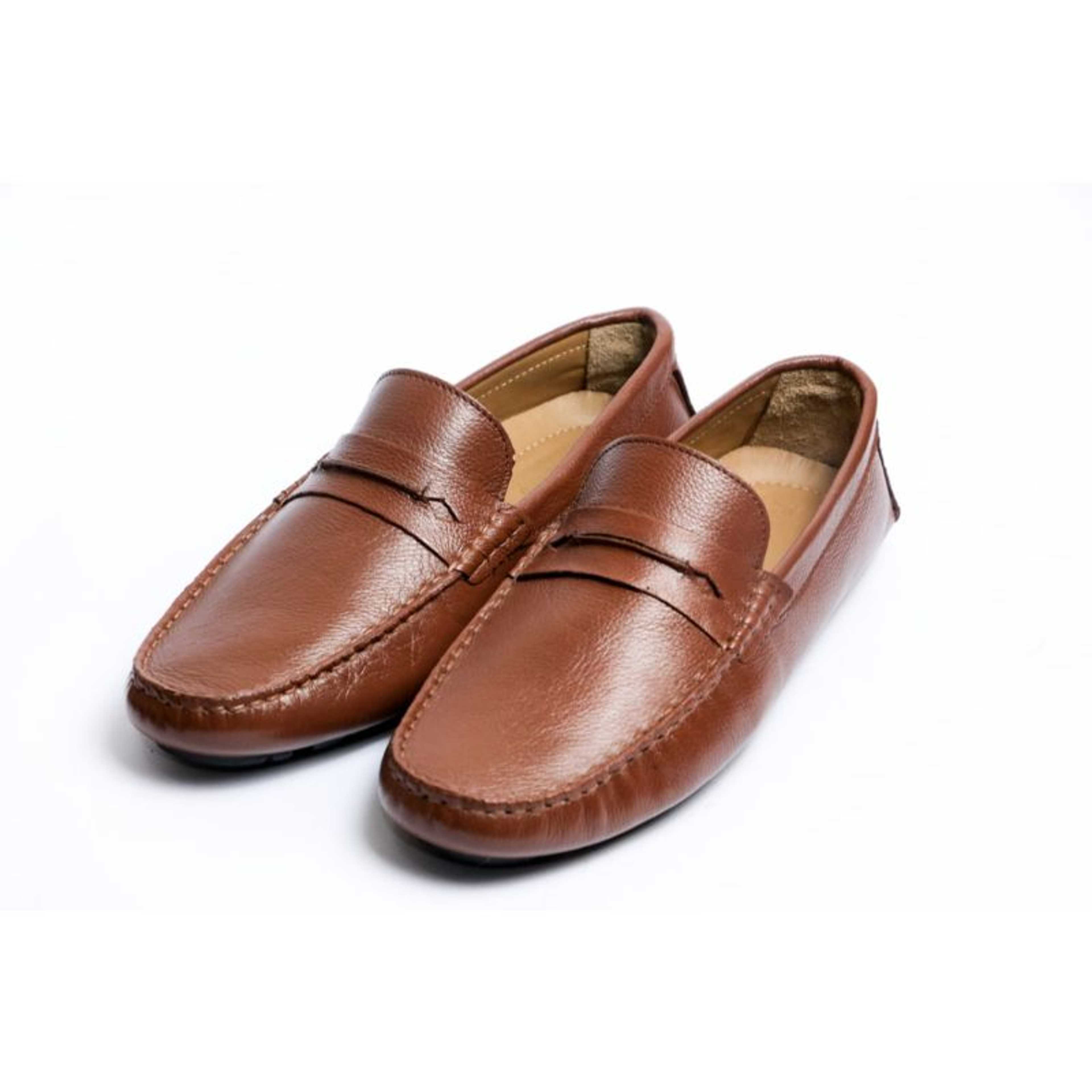 "Loafers Shoes Brown Color Uper Leather Sole Rubber"