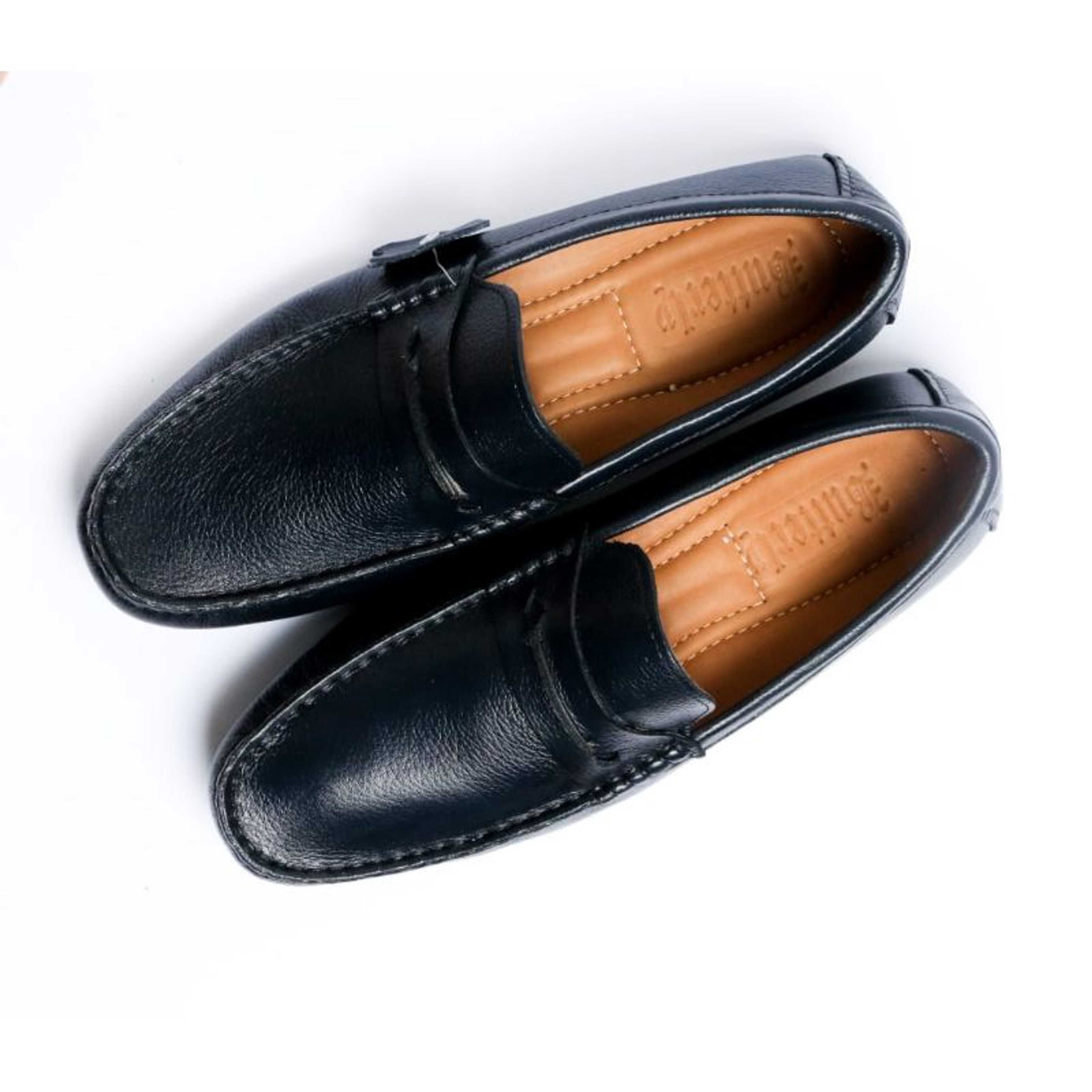 "Loafers Shoes Navy Color Uper Leather Sole Rubber"