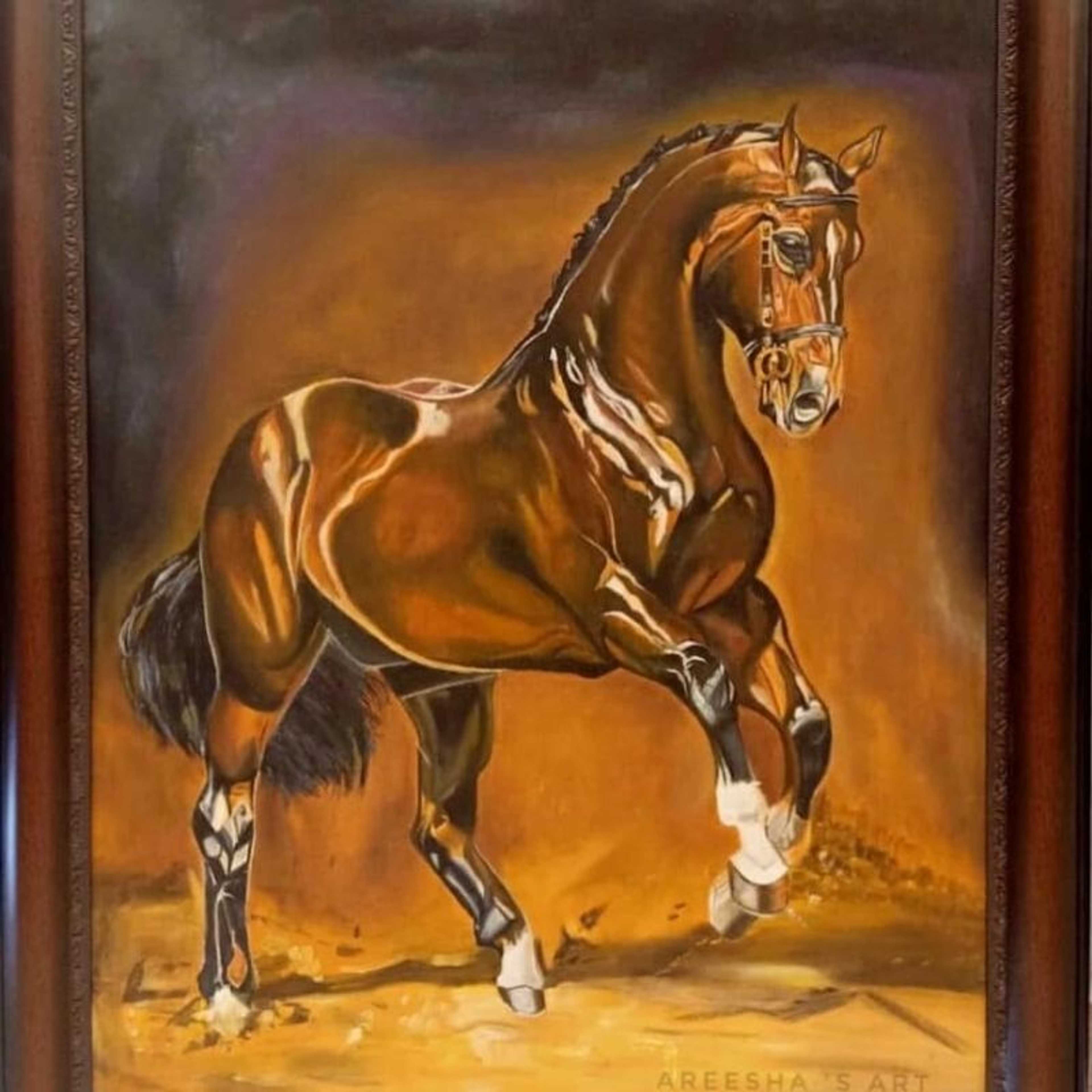 Horse Oil on canvas 2x1.5 feet (Sold) can make on demand