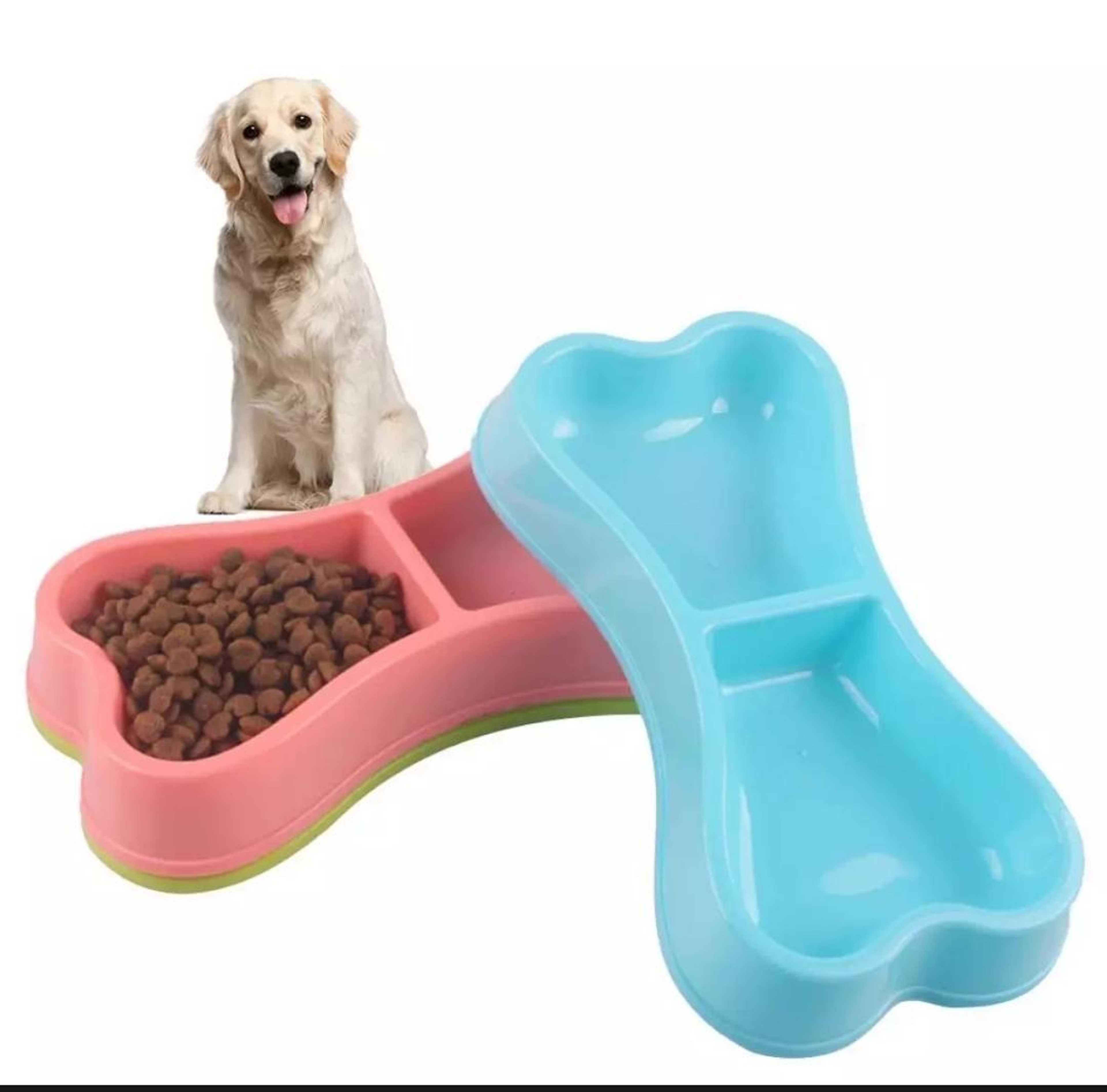 Bone Shaped - Double Food Bowl in Different Colors