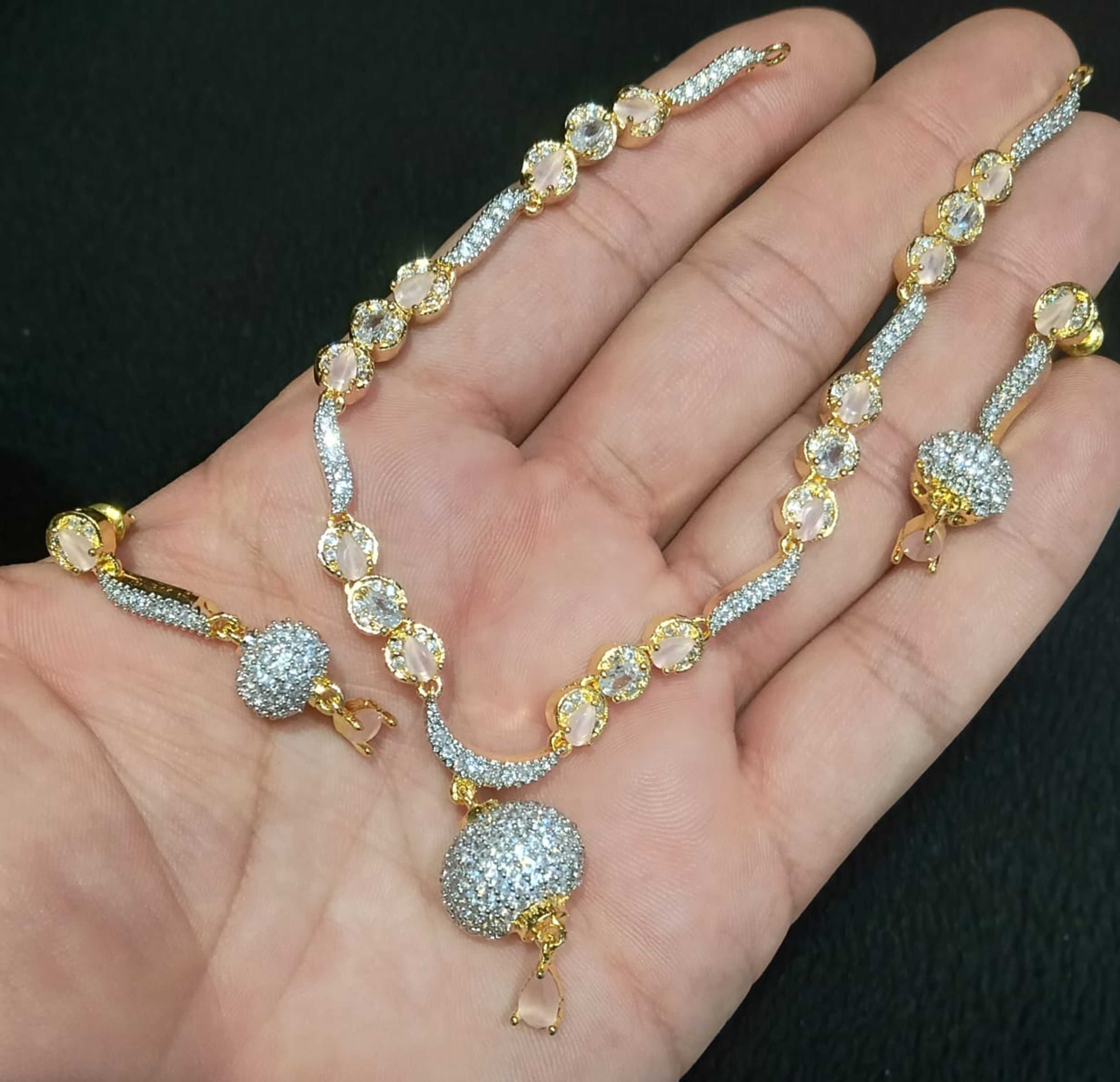 Gold plated indian zircon set. 