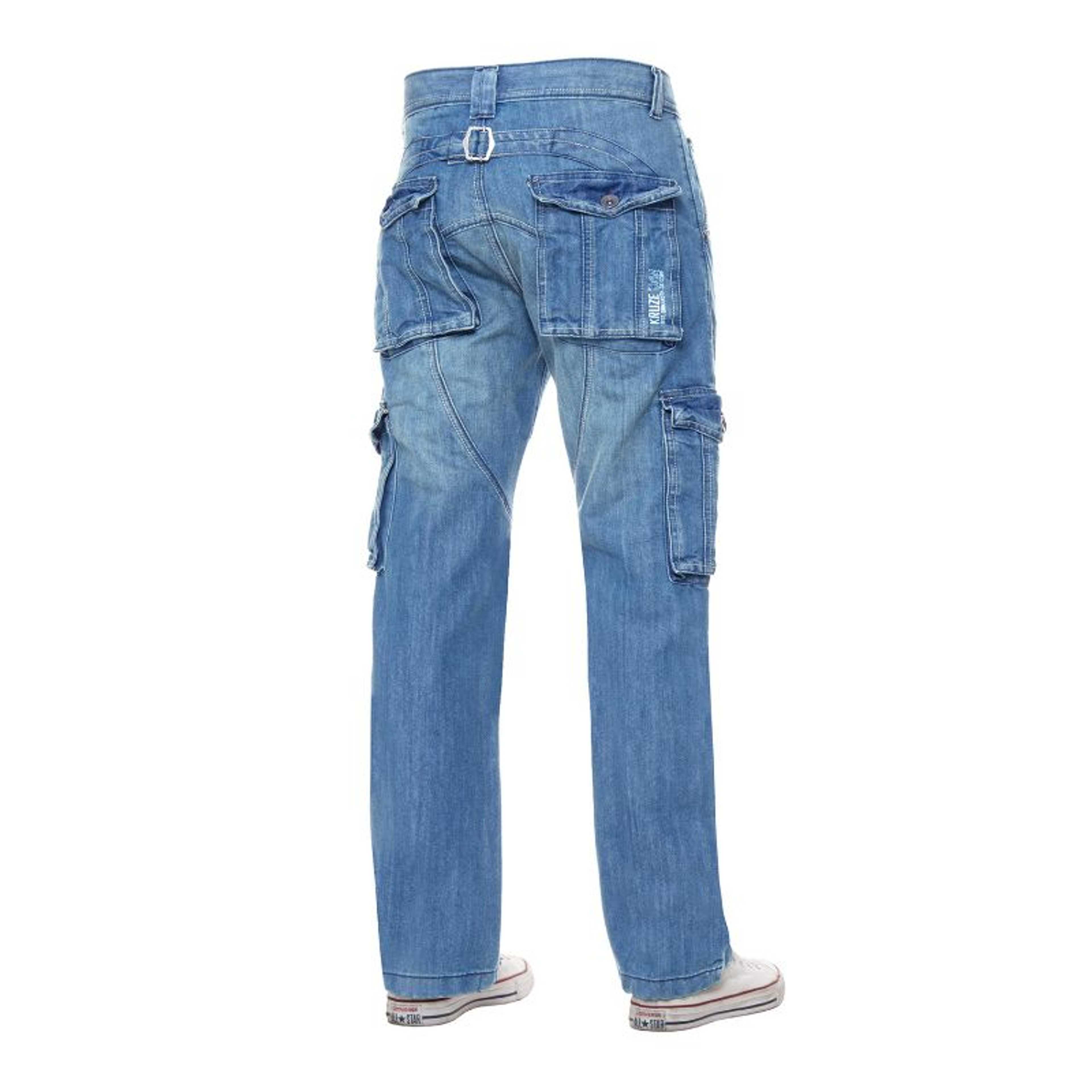 Rubahas Men’s Multi Pocket Denim Jeans Pant in Sky Blue color