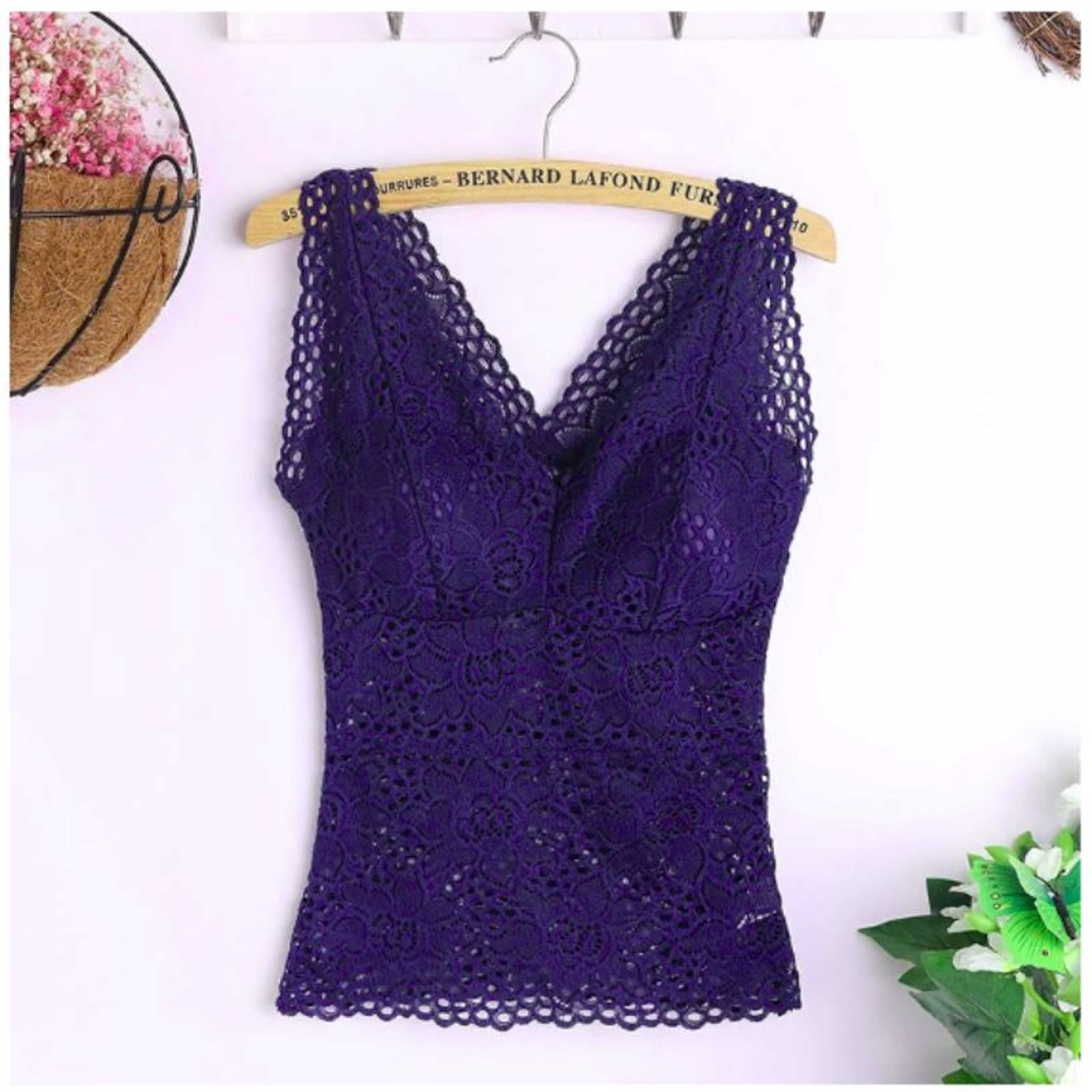 Full Slim Body Lace Sleeveless Stylish Blouse Shirt (One Size upto 36 Waist only)