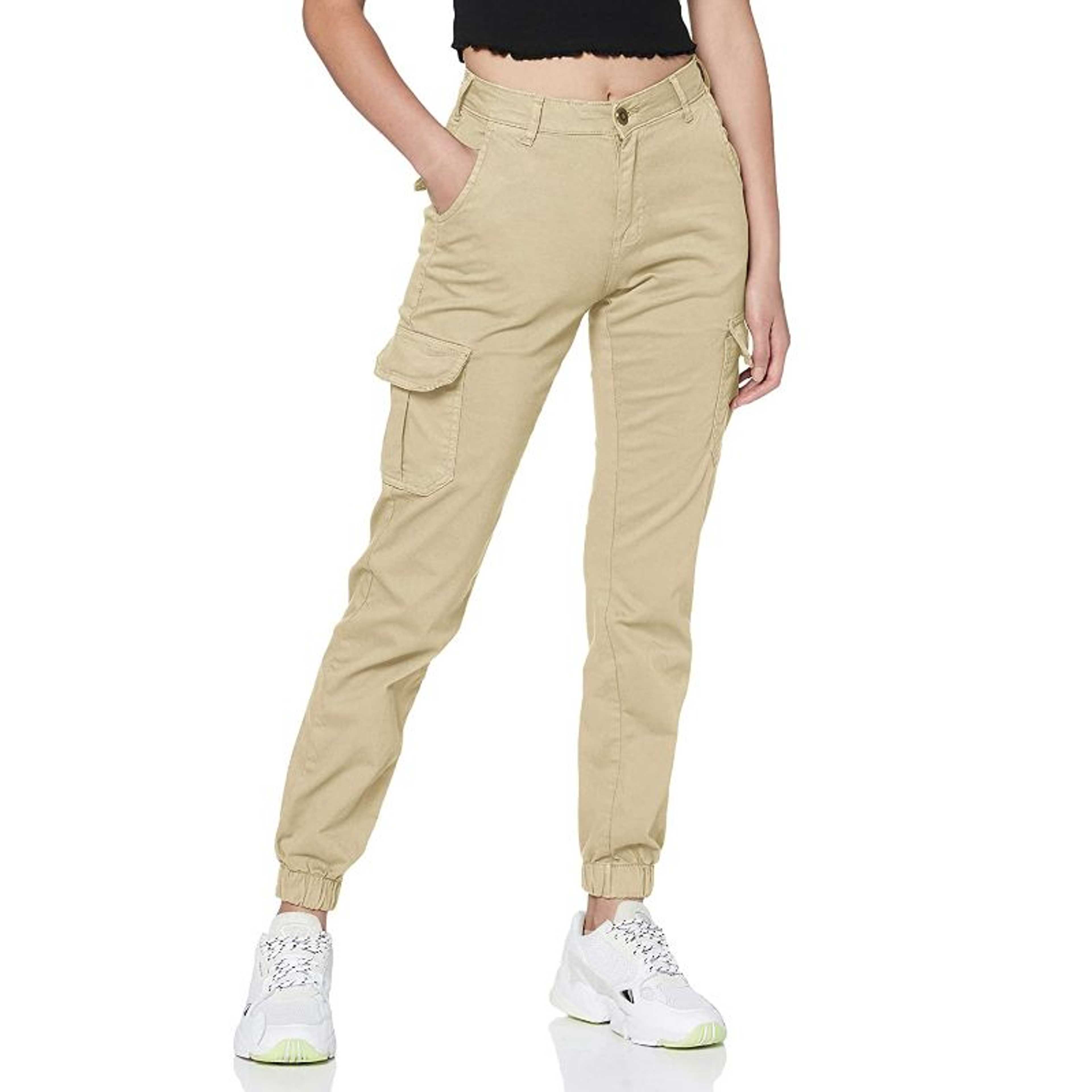 Khaki Color Rubahas Womens Cargo Trousers Ladies Trousers Jeans Pants