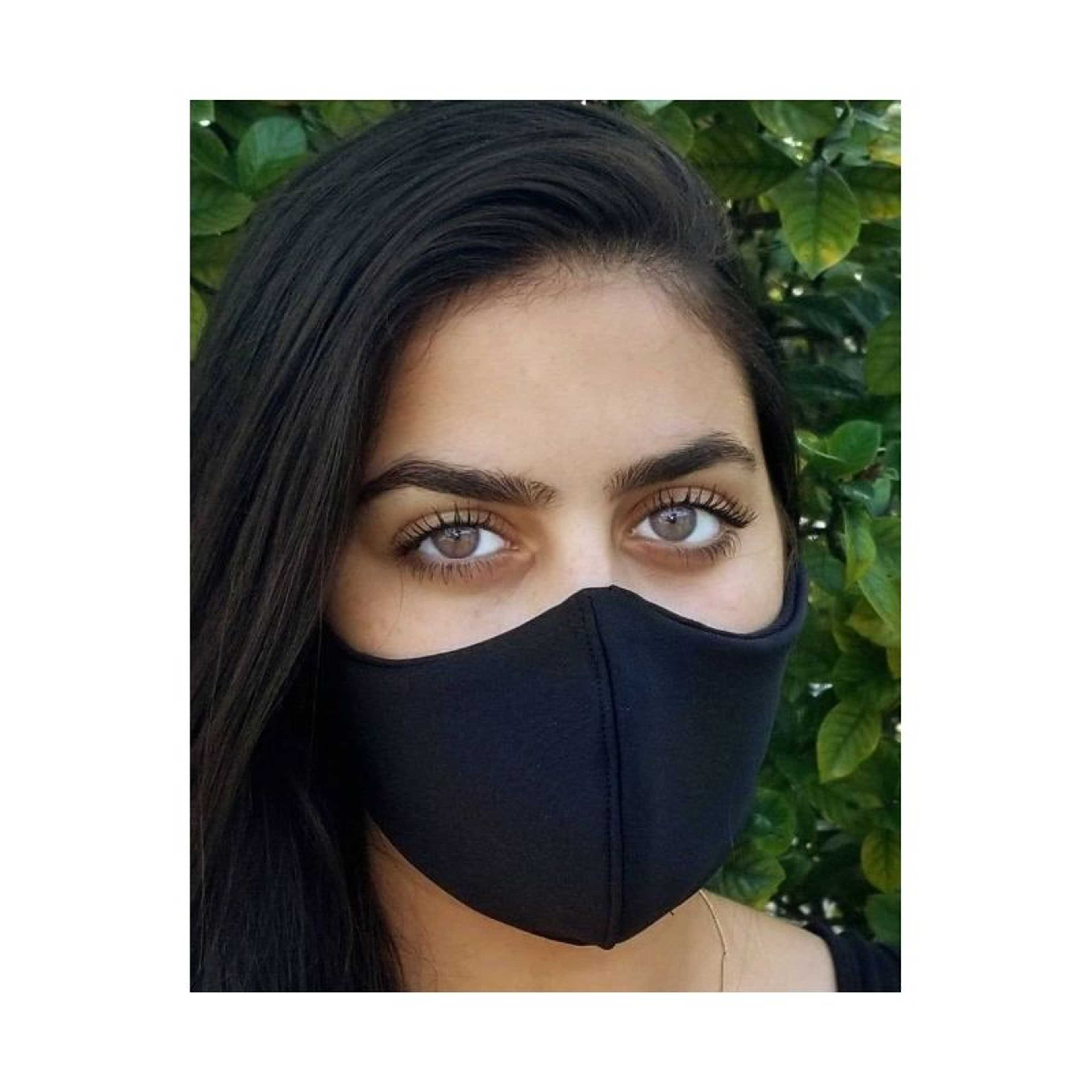 "Black Face Mask Cotton For Mouth Covering With Adjustable Nose Bridge "