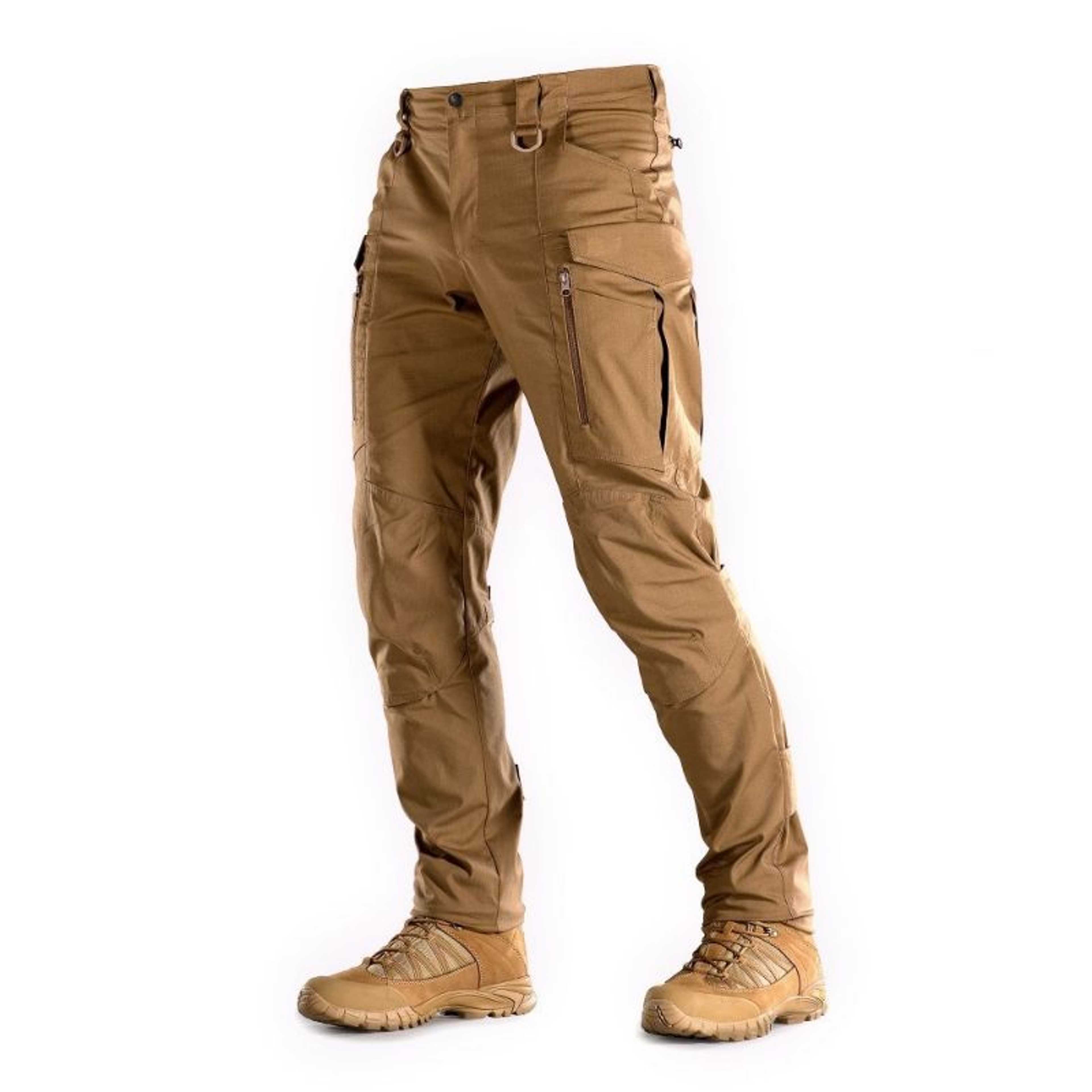 Khaki Color Mens Cargo Trousers Multi Pocket Pants Jeans