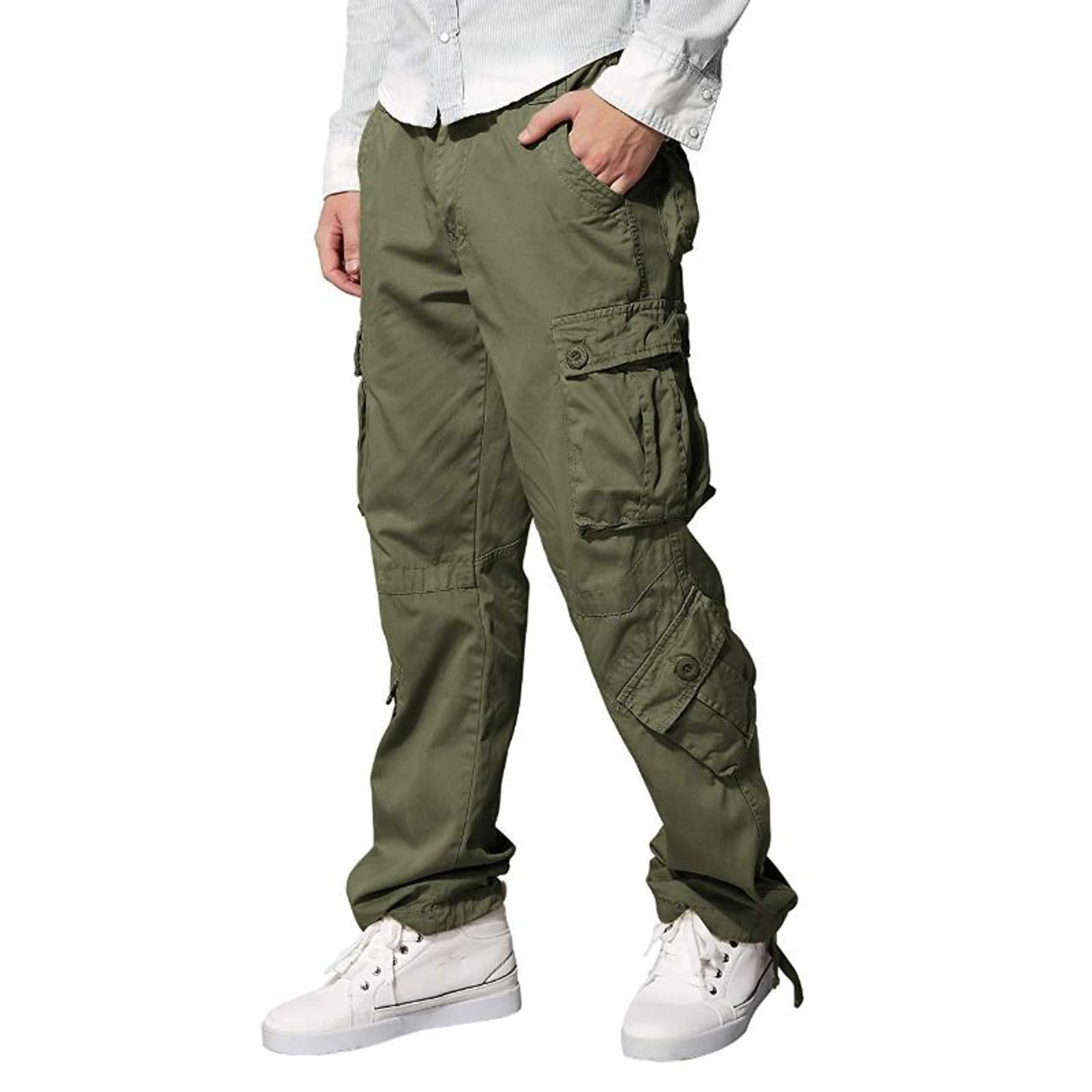 Olive Color Multi Pocket Mens Cargo Trouser