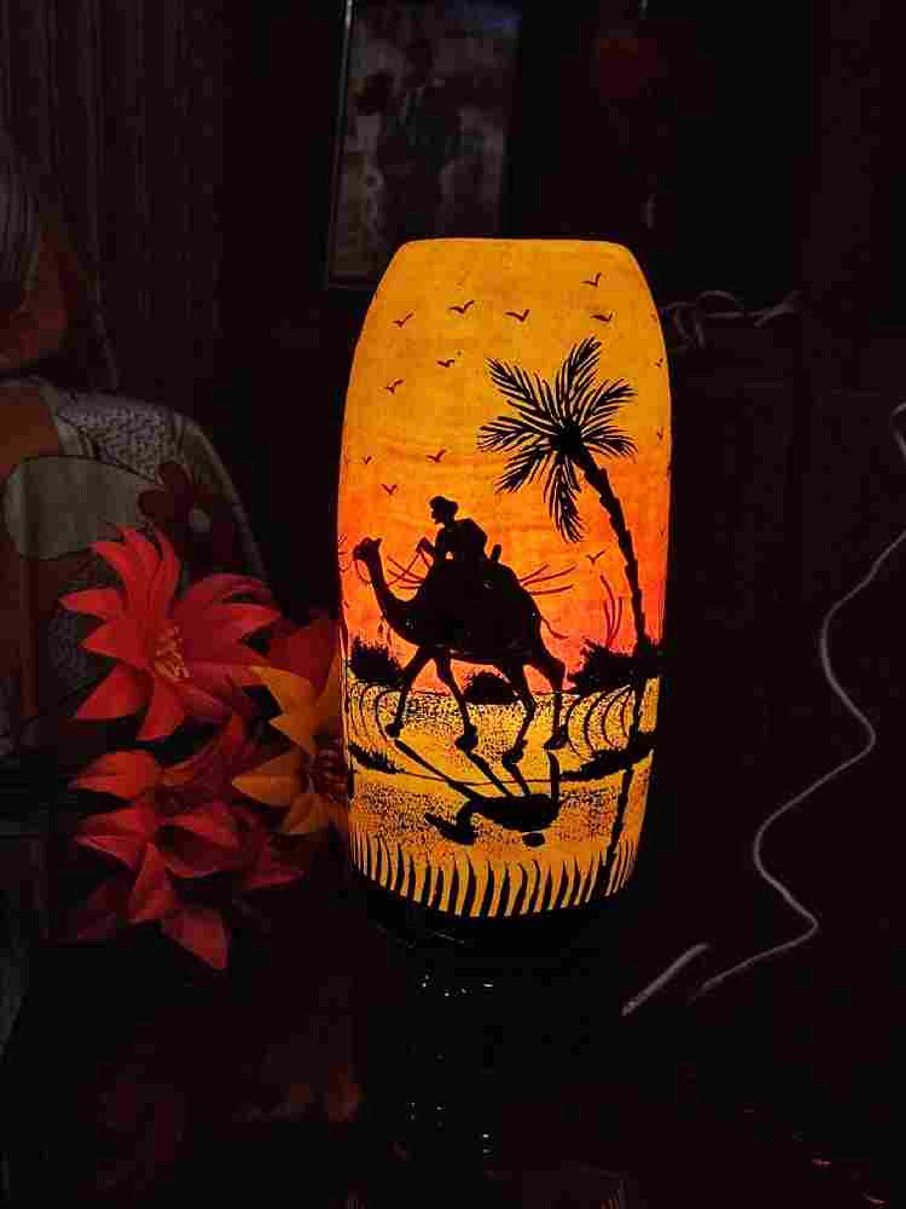 Antique Table Lamp of Karwan  sunset theme 12 inch 