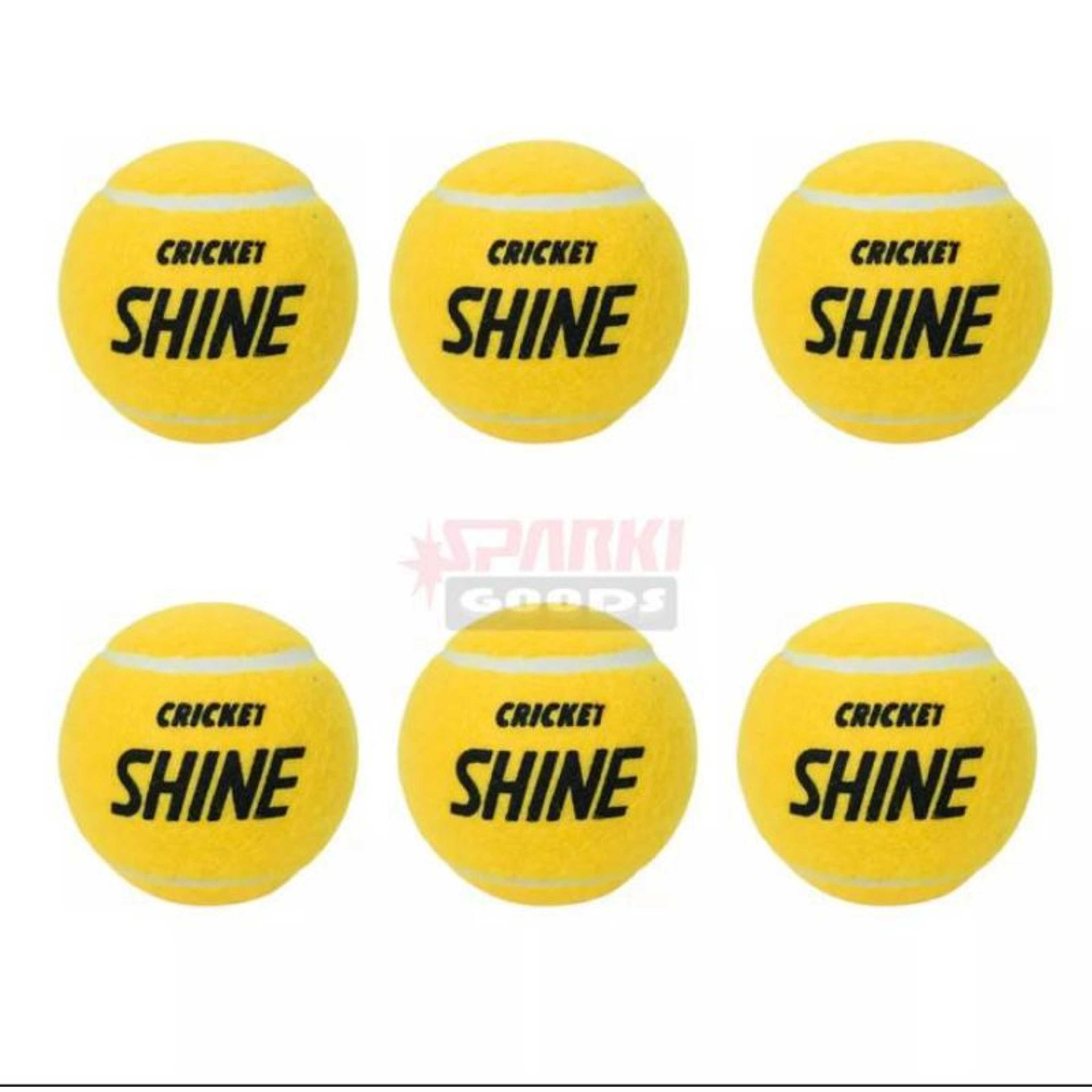 Pack Of 6 Shine Tennis Cricket Ball Tape Balls Yellow