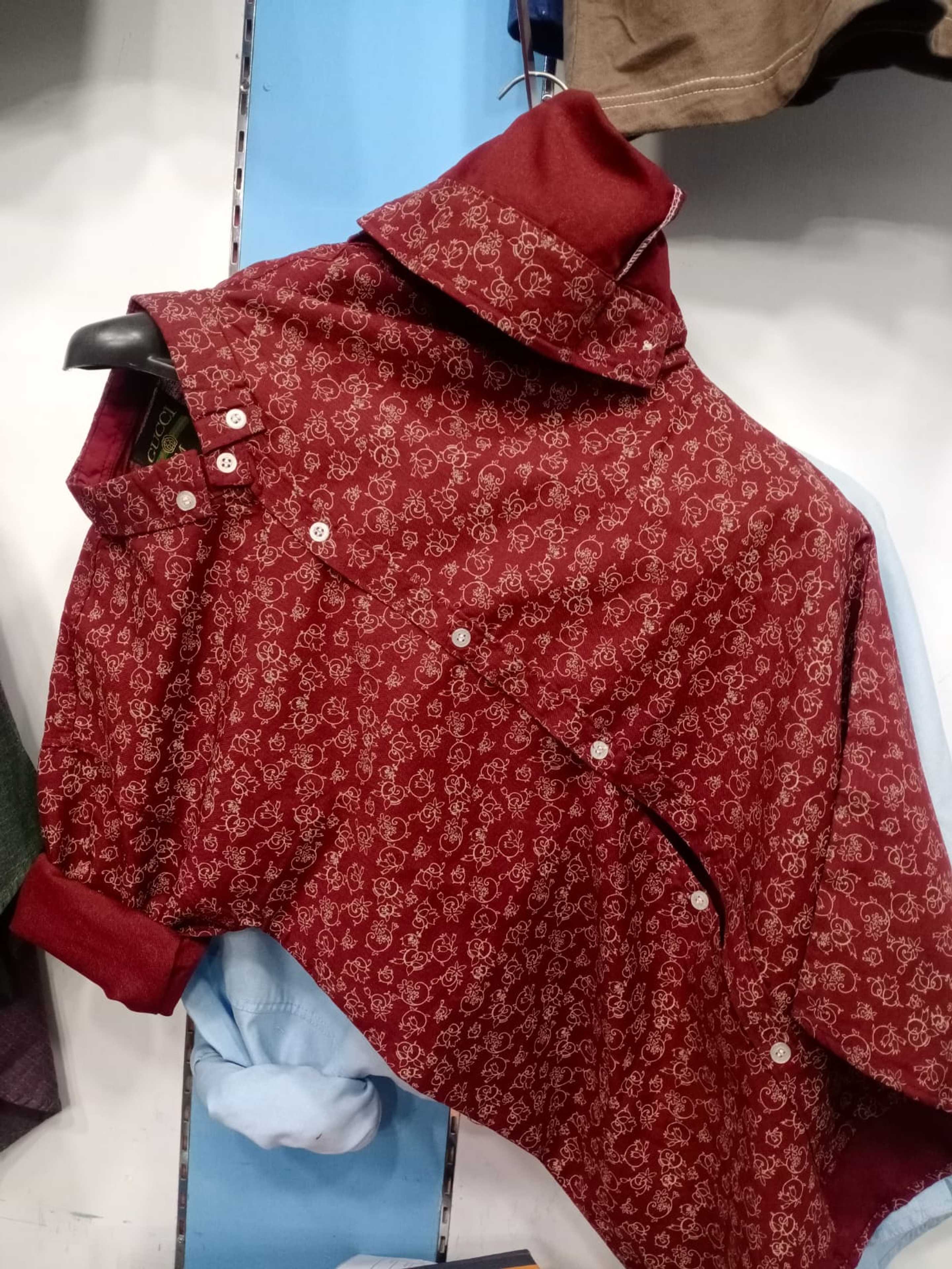 Red floral style men’s full sleeve causal shirt 