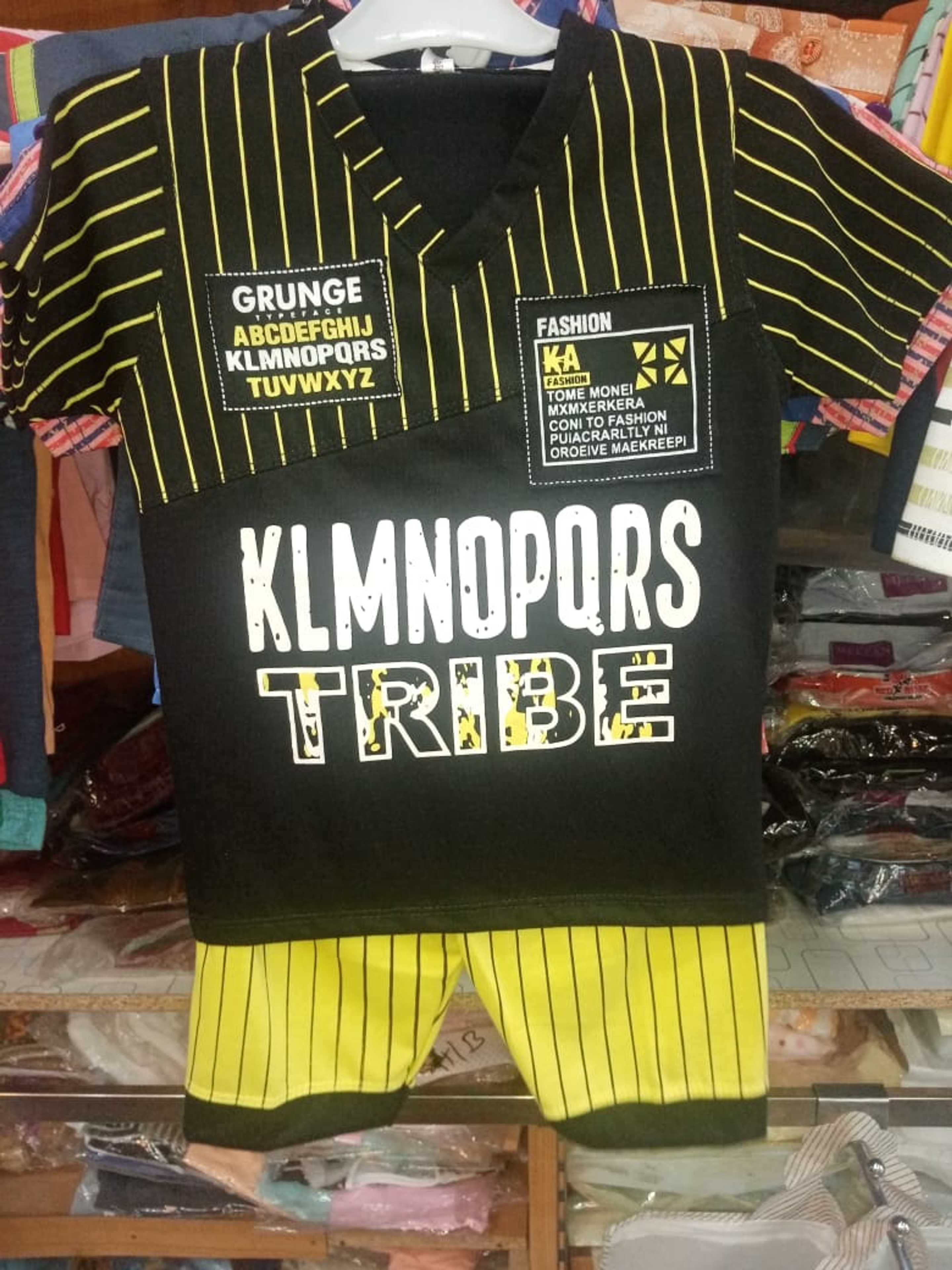 Kids black and yellow shorts and T shirt 
