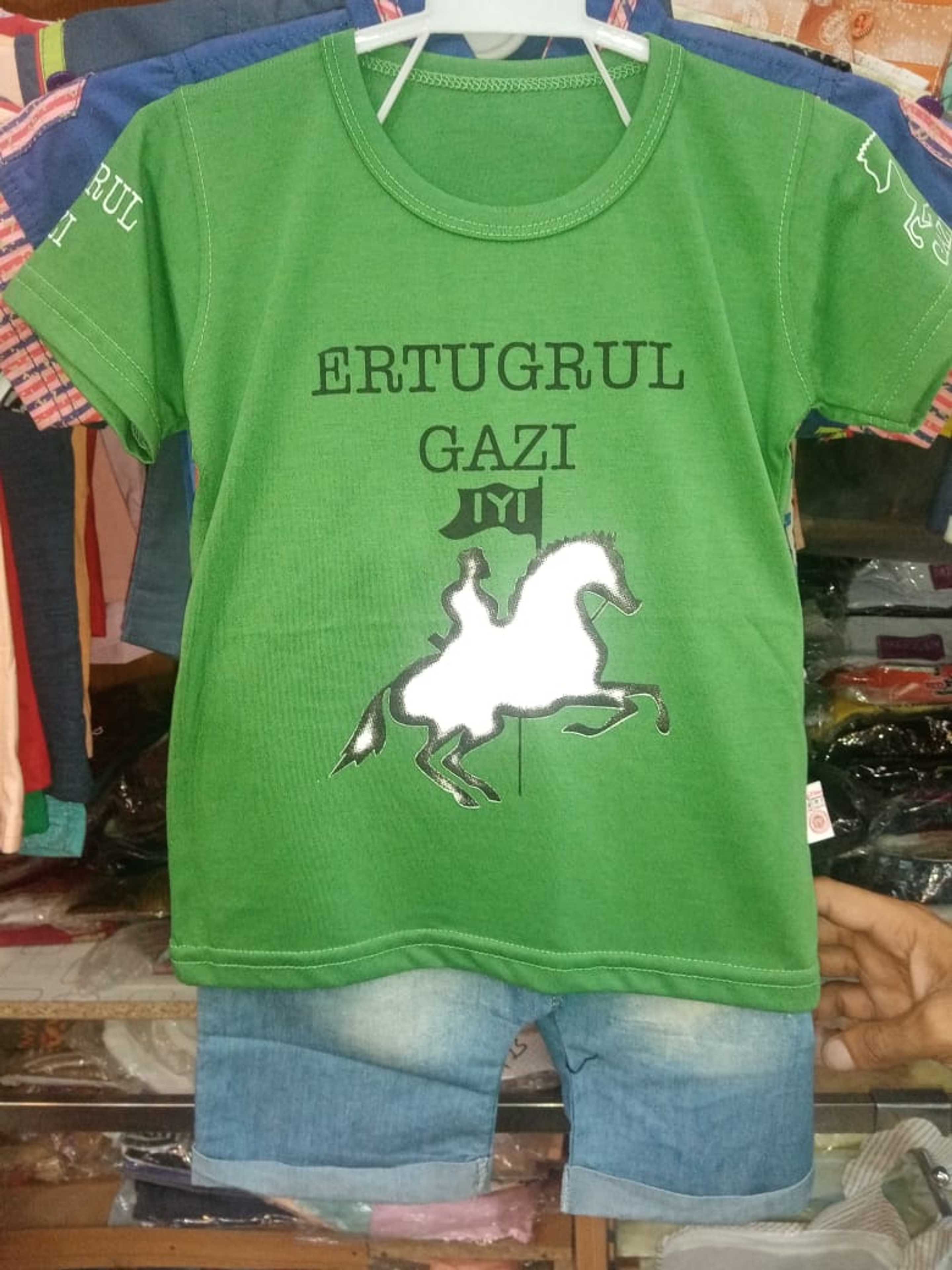 Kids denim shorts and ertugrul ghazi tshirt  