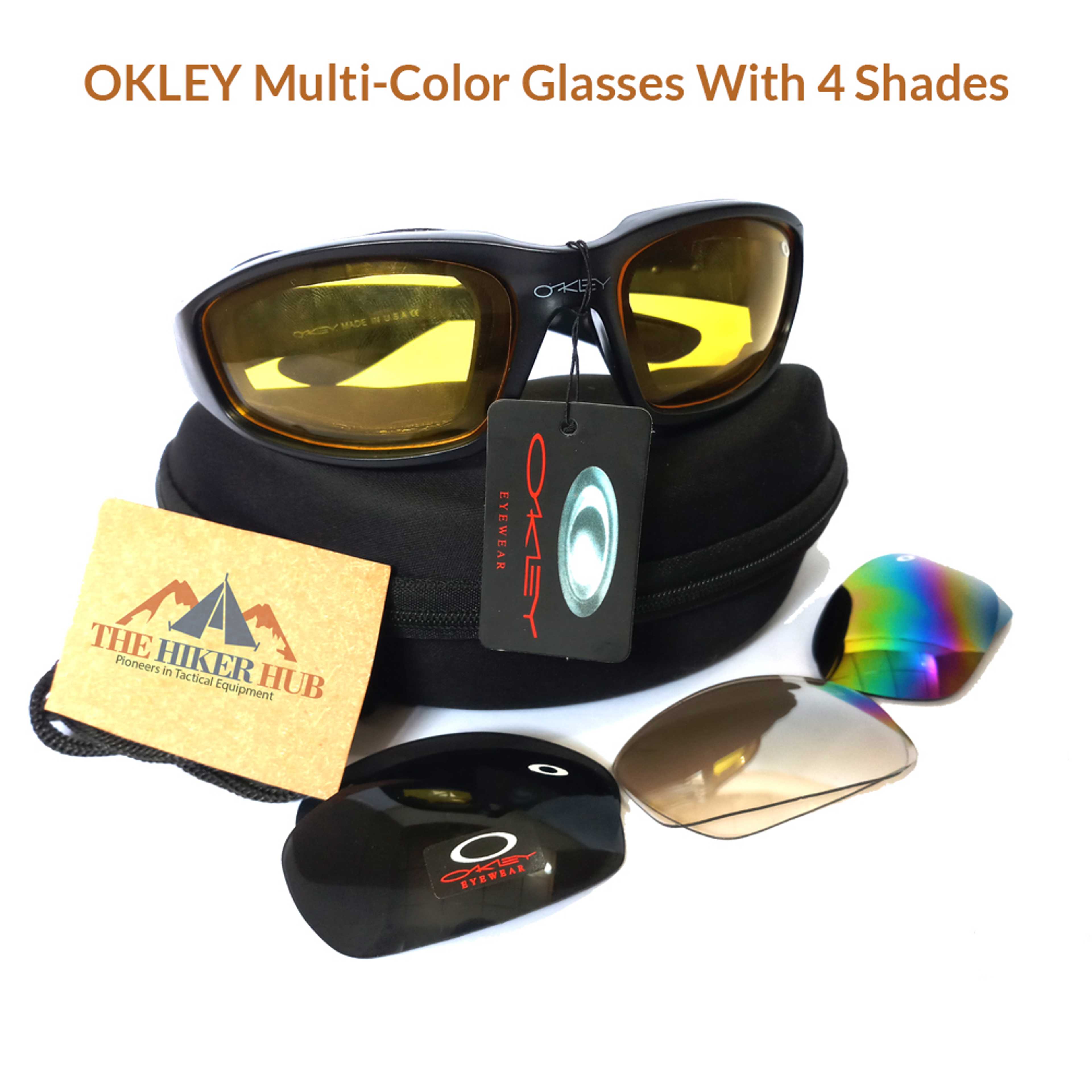 Oakley Multi-Color Glasses With 4 Shades And Free Oakley Hard Pouch