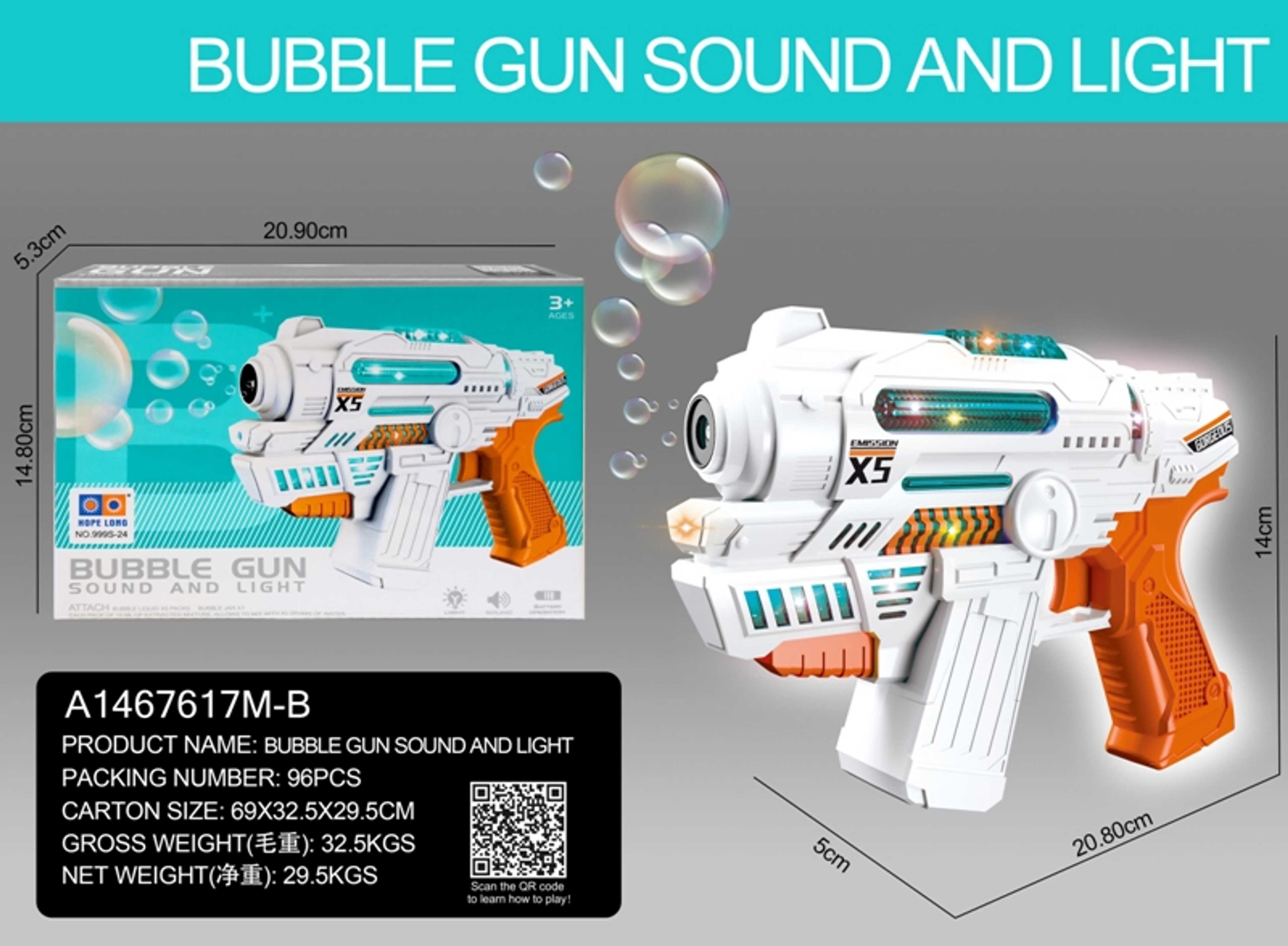 Doingart Bubble Machine Gun Bubble Maker Blaster Toy with Light and Sound, Include 2x50ml Bubble Solution