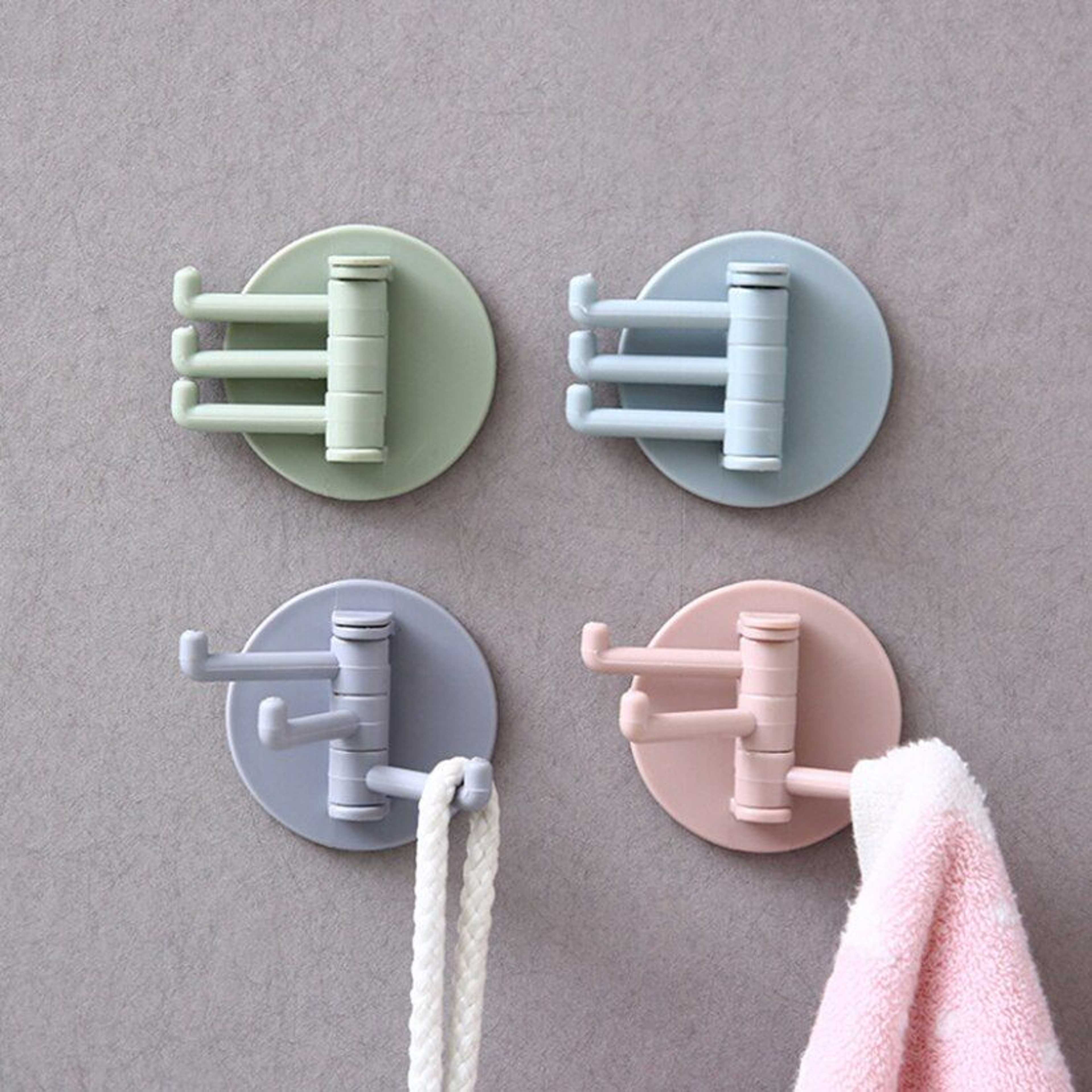 High Quality 3 Branch Self Adhesive Seamless Rotatable Strong Wall Stick Mount Hanger Hooks For Kitchen, Bathroom Shower Organizer For Clothes Cloth Hats Keys Belts Holder