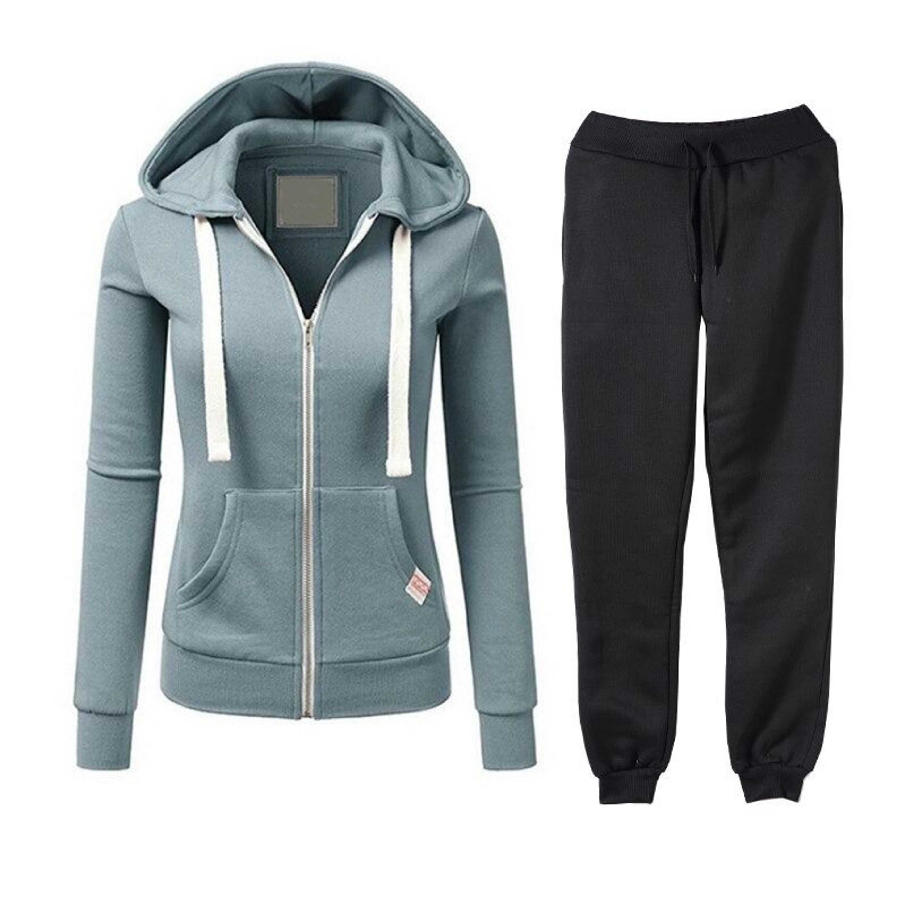 Track Suits For Womens With Zipper hoodie in Grey Color
