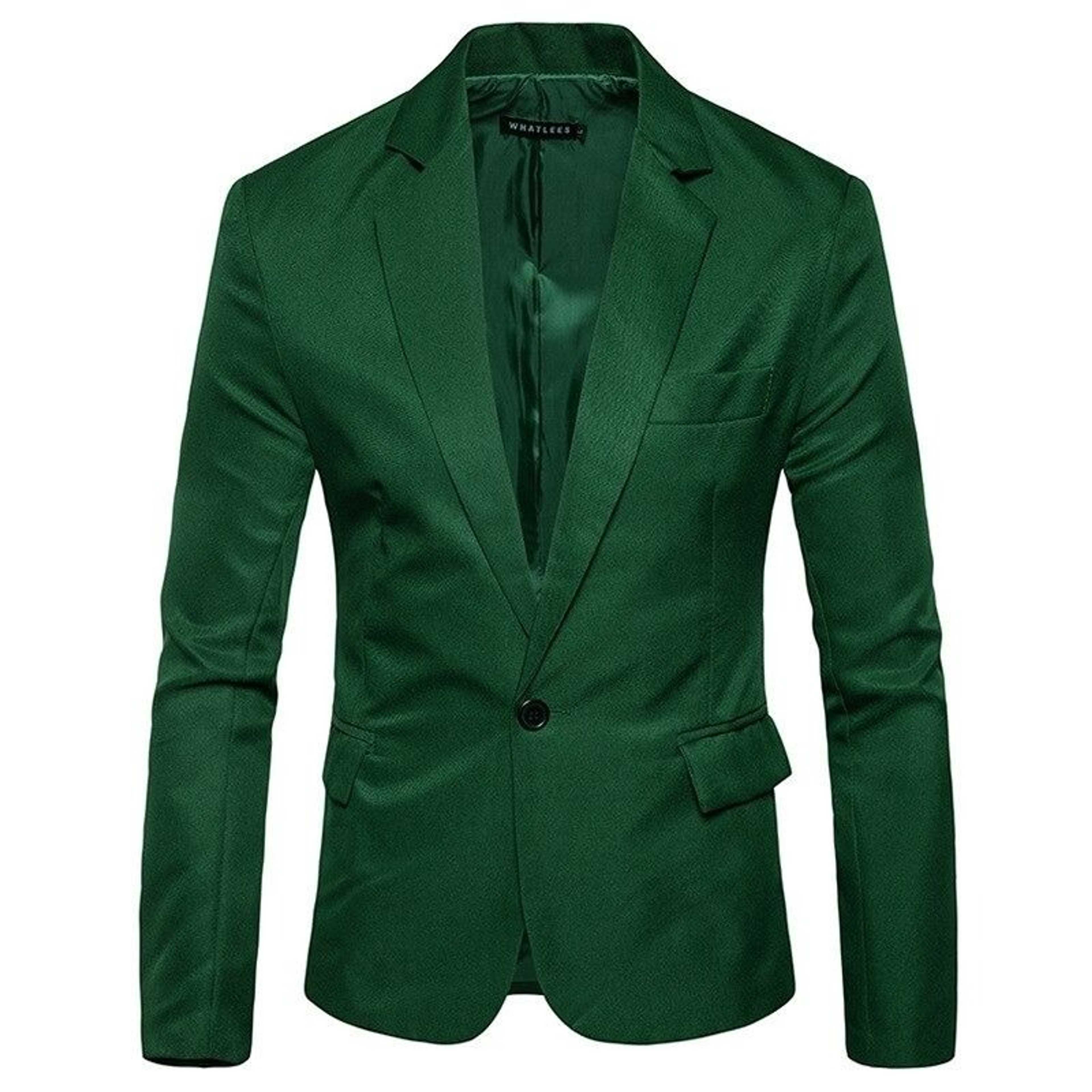 Green One Button Blazers For Mens