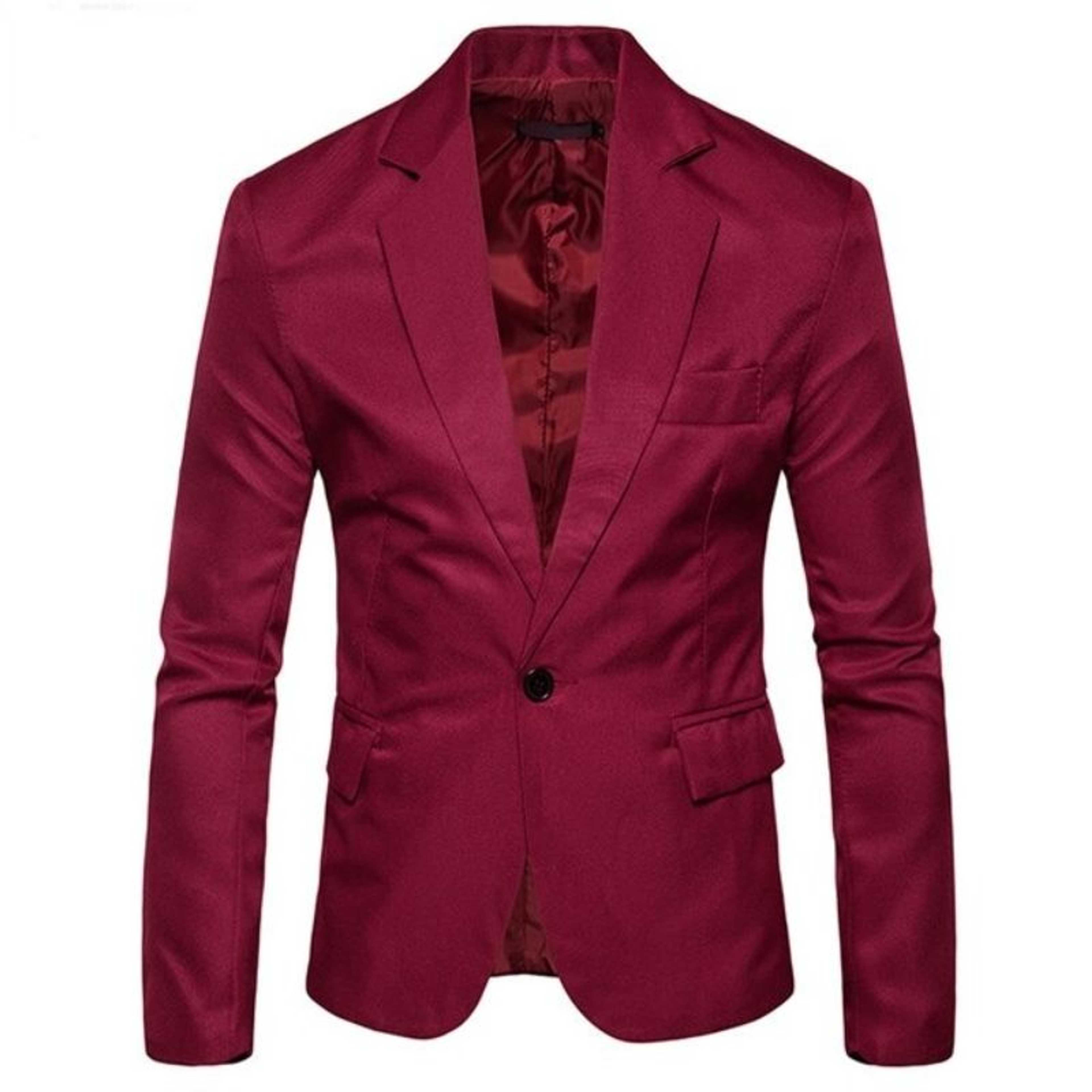 Maroon One Button Blazers For Mens