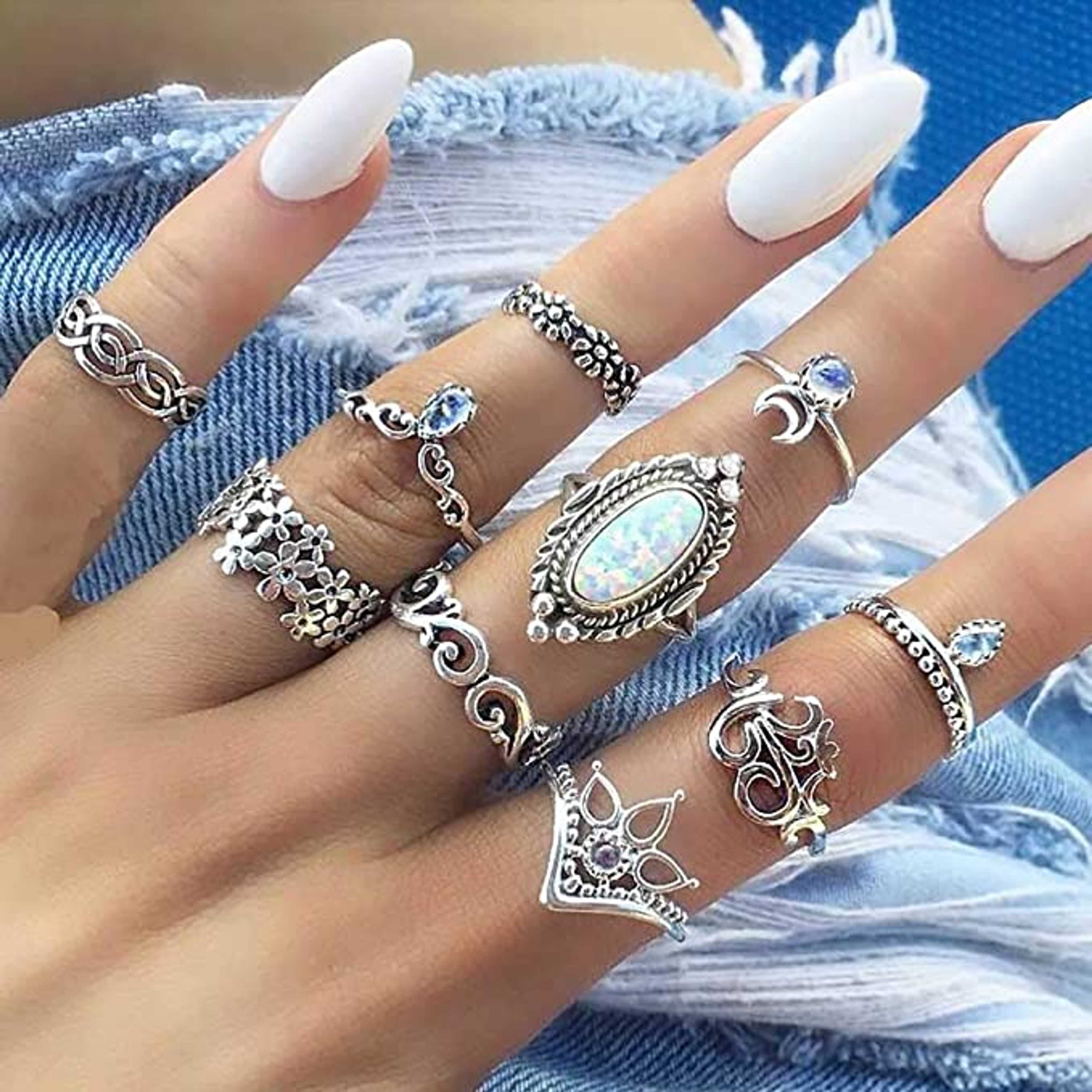 10 Pieces Rings/Set High Quality Combination Rings For Girls & Women 