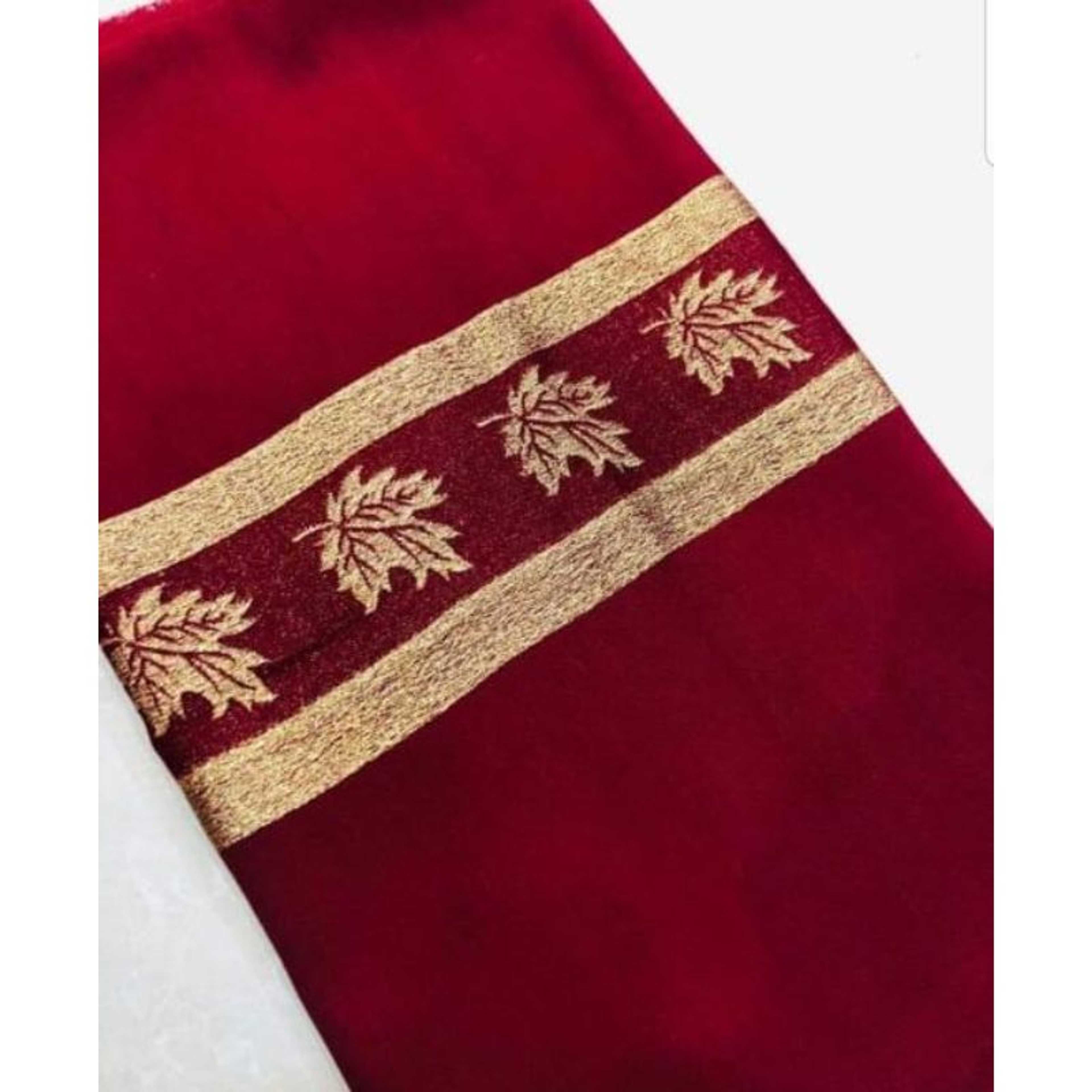 Red Color Pashmina Light Weight With Zari Patti