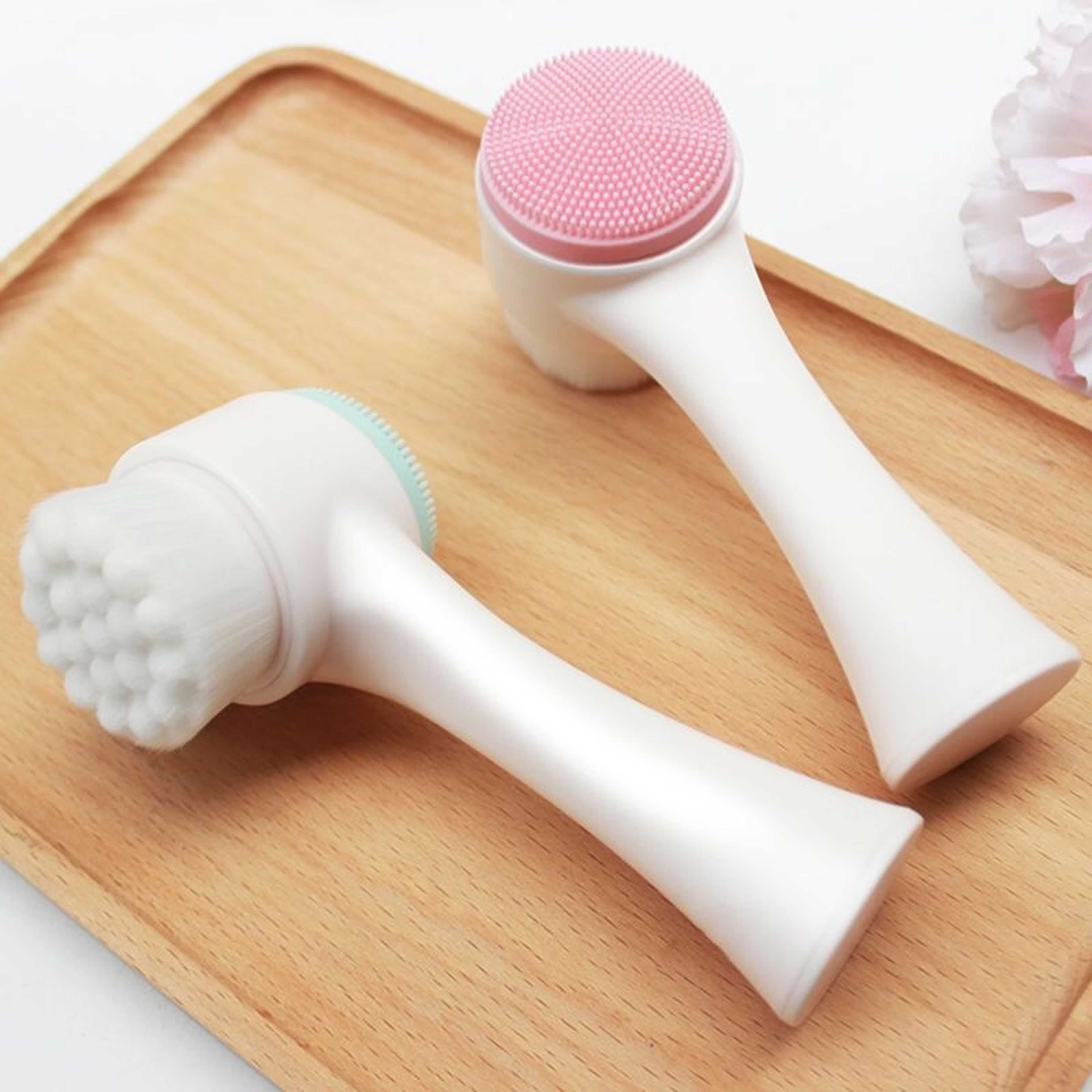 Double Sided Silicone Facial Cleanser Brush Manual Blackhead Removal Brush Facial Cleansing Massage Brush Face Skin Care Tool
