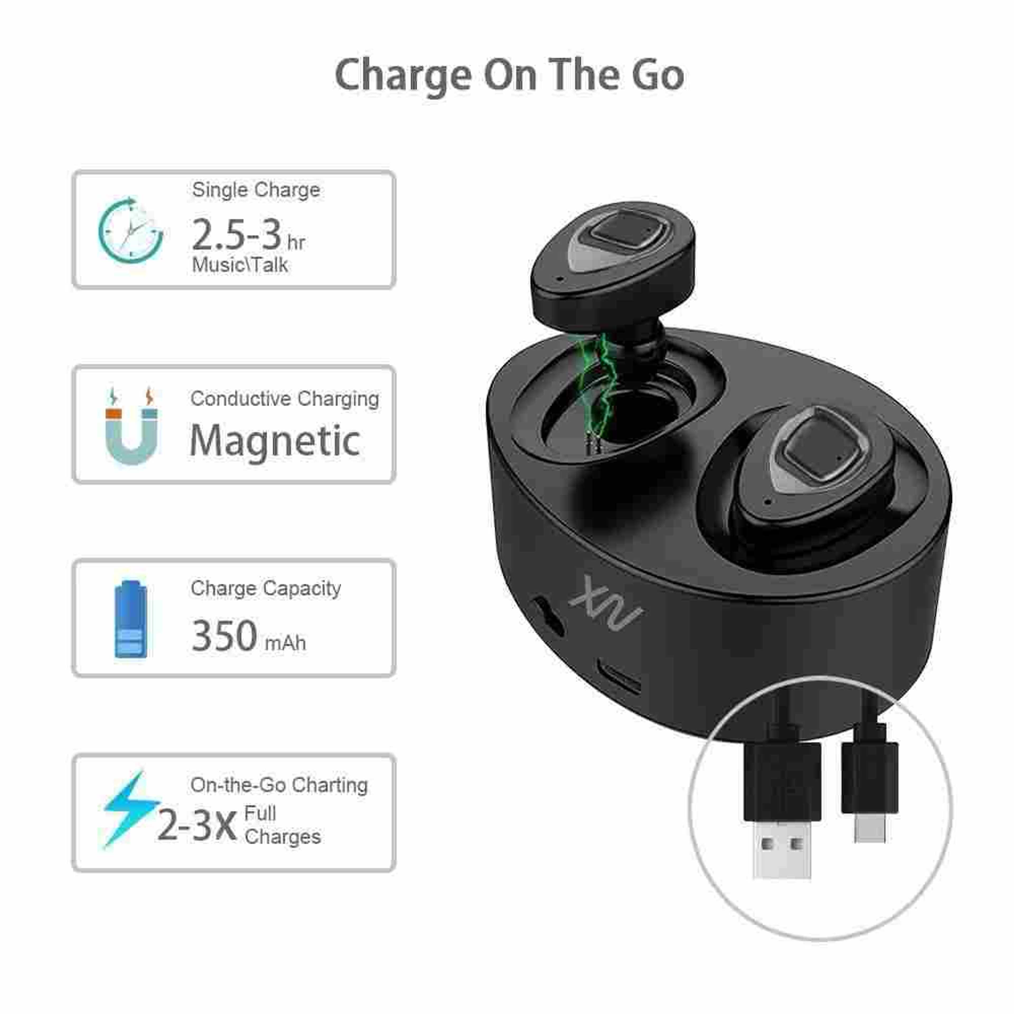 XIAOWU K5 In-Ear Earphone Wireless Bluetooth Earbuds With Mic/Ear Hook /Charging Box - Product Main Image