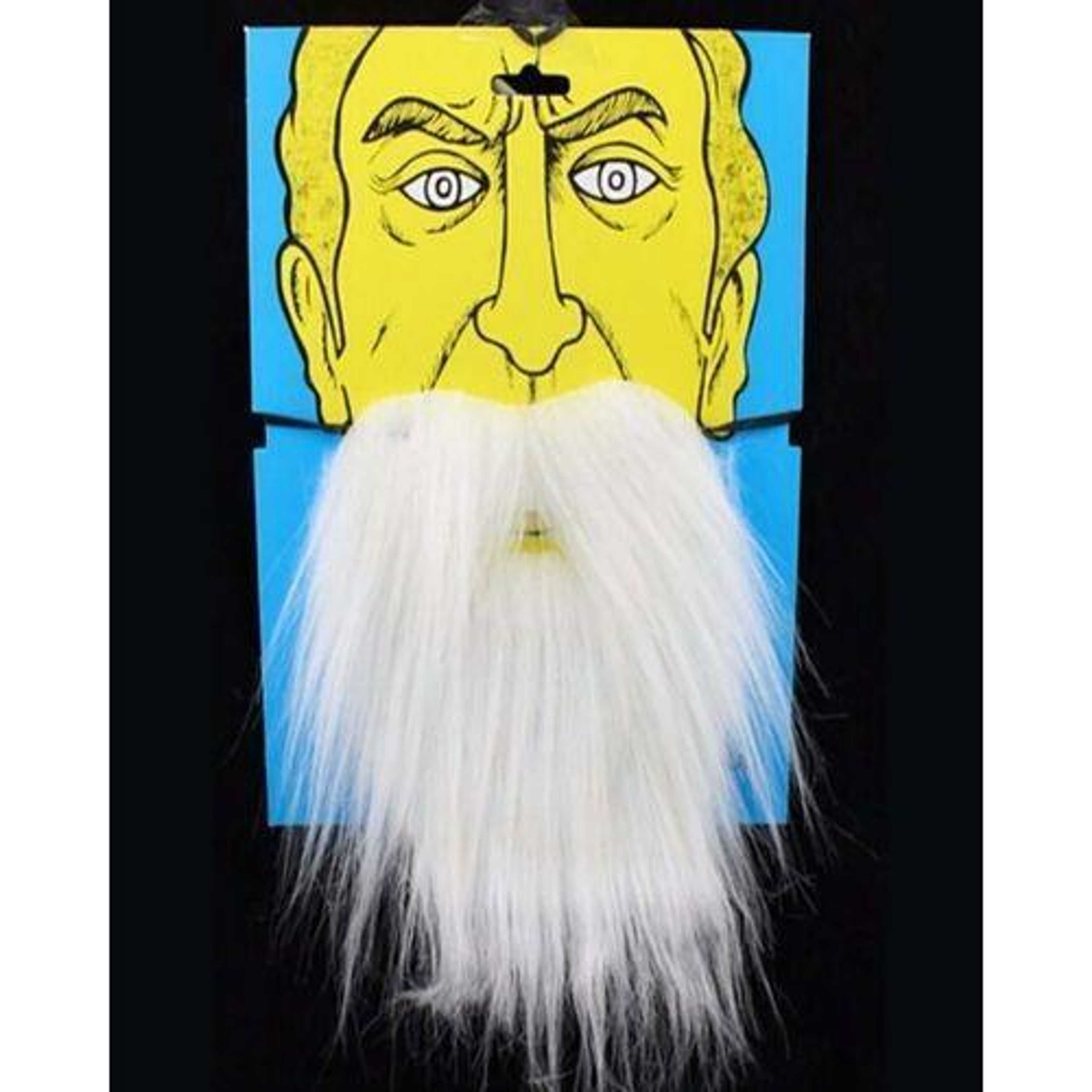 Long Fakee Bearded Man Funny Mustachee Party Propss - White
