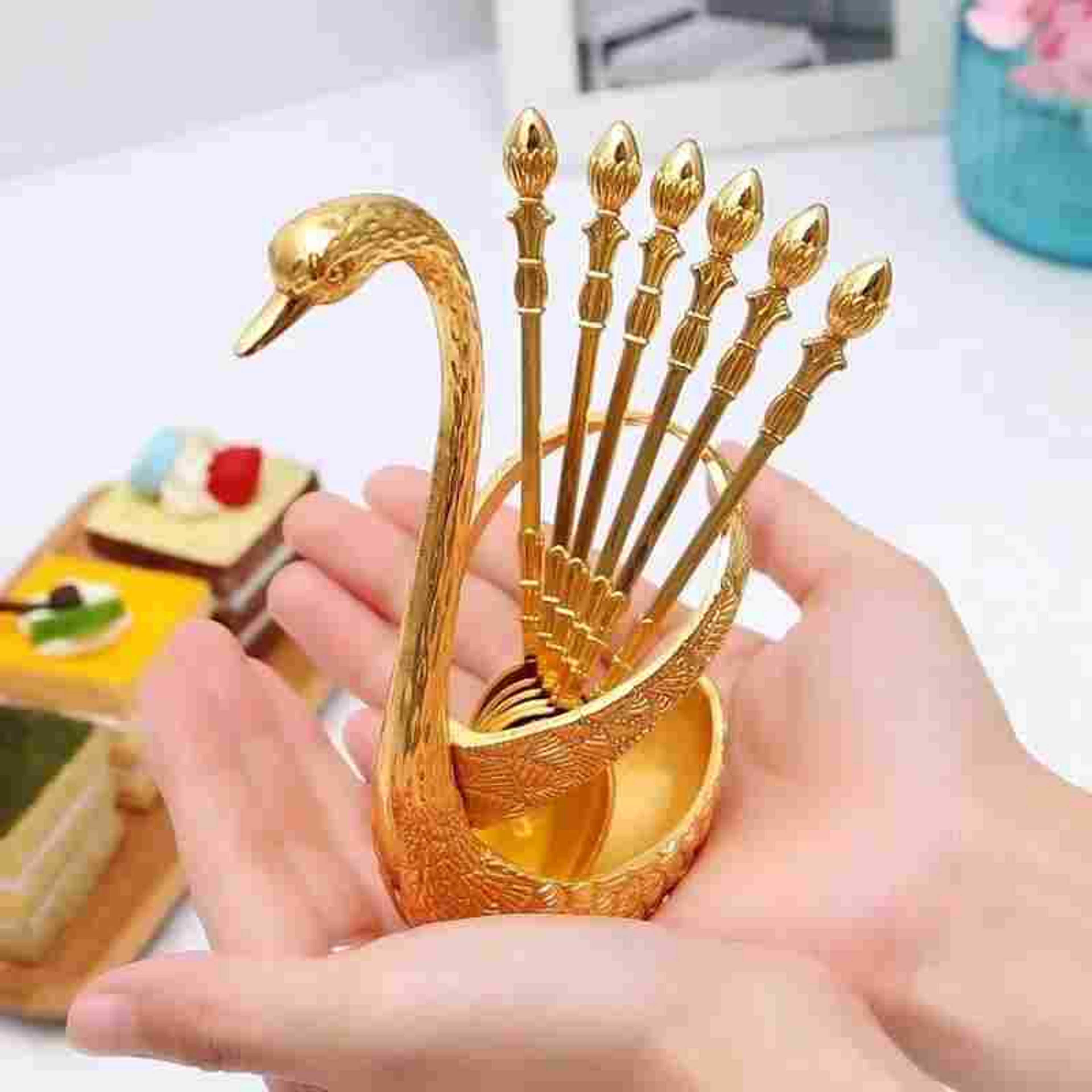 Golden swan spoons set 6pcs