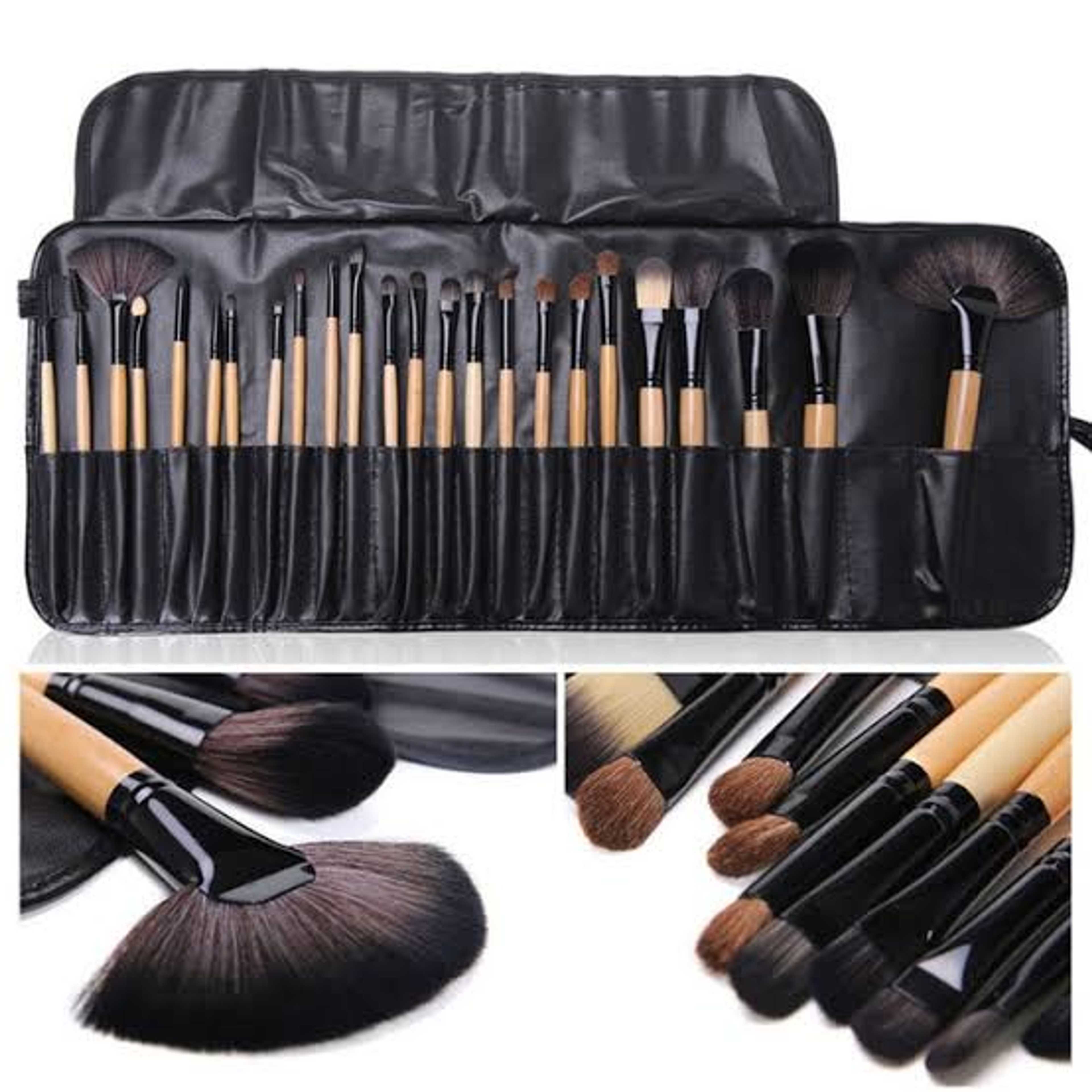 EYE AND FACE BRUSHES SET WITH LEATHER BAG ( Pack Of  24 PIECES ) - Product Main Image