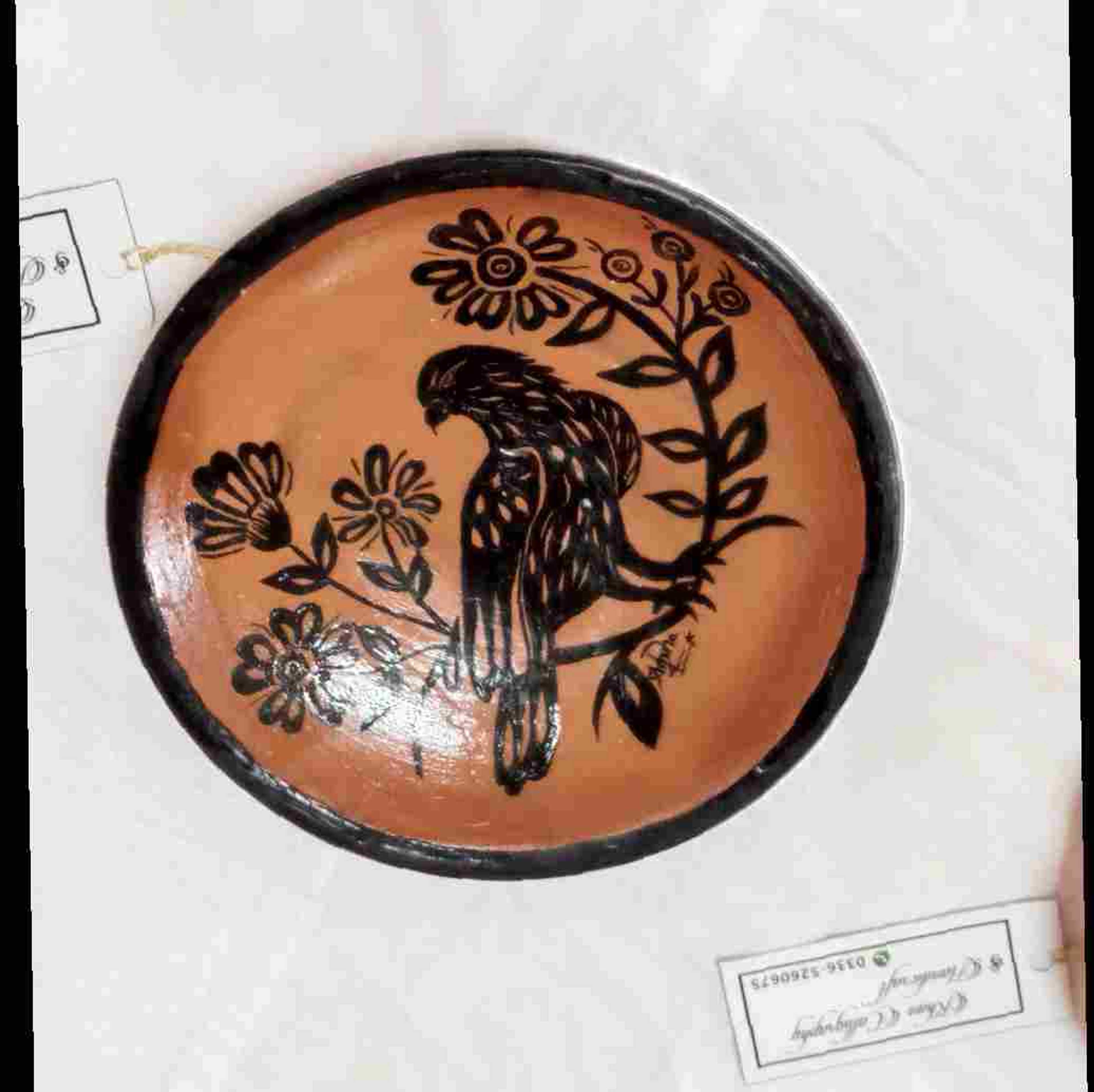 Hand Painted Clay Plate "Eagle"