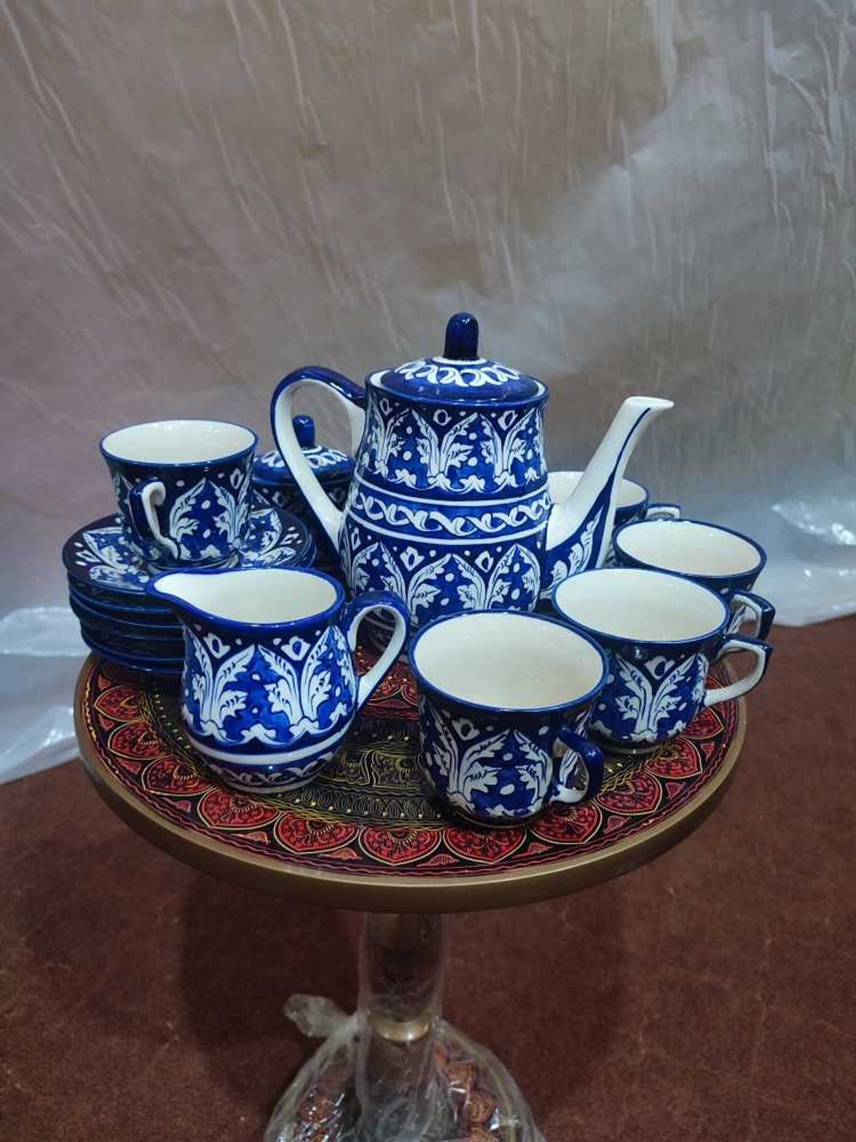 Blue Pottery Tea Set 