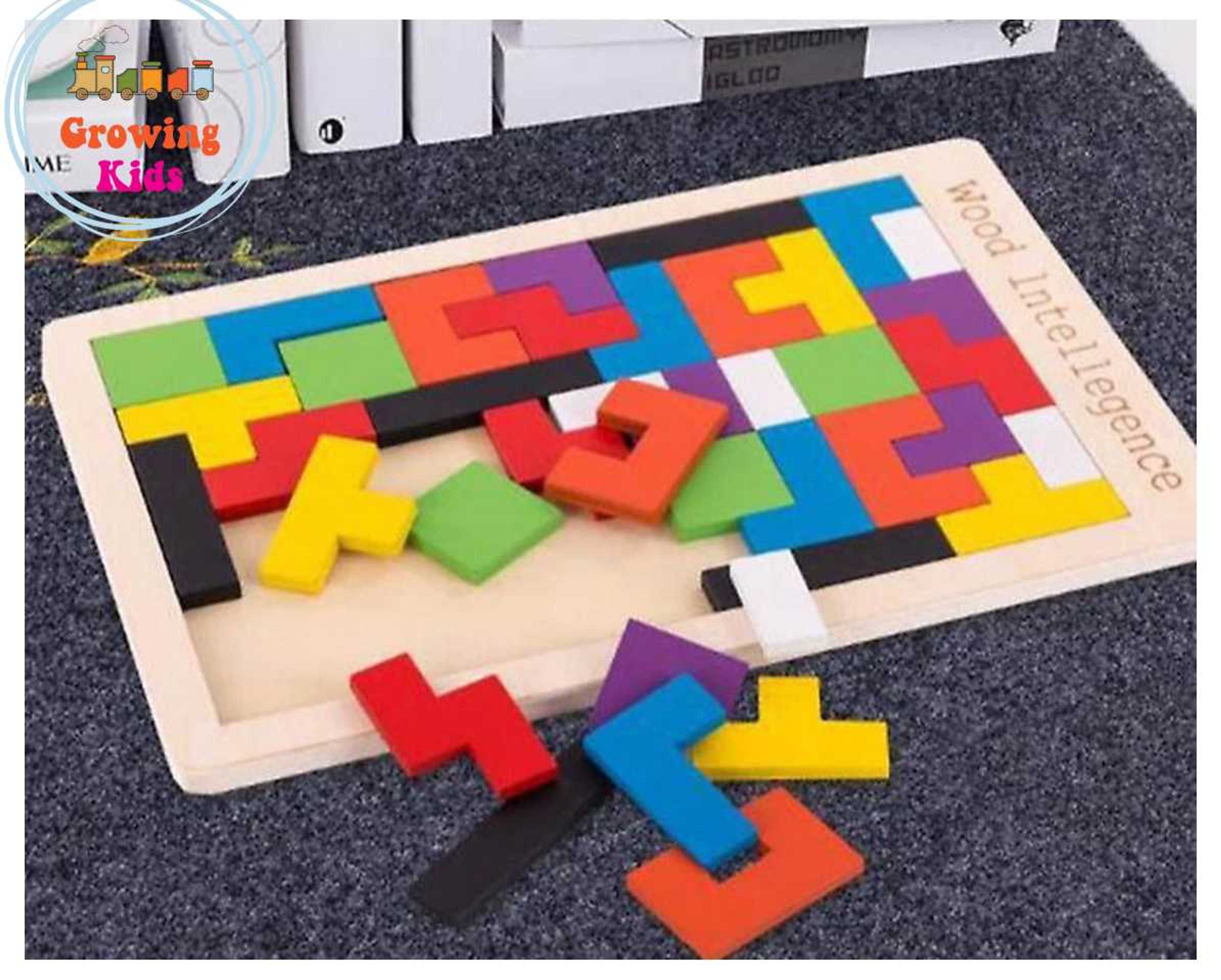 Wooden Tetris Puzzle Board