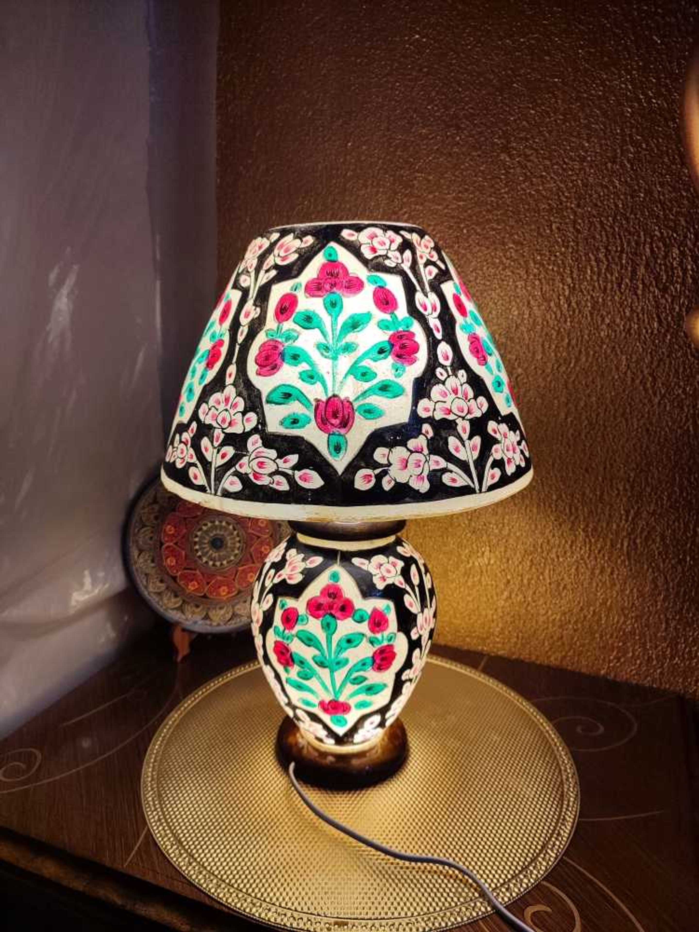 Bedside Shade Lamp 20 inch Pentagon Flowrrs Theme  - Product Main Image