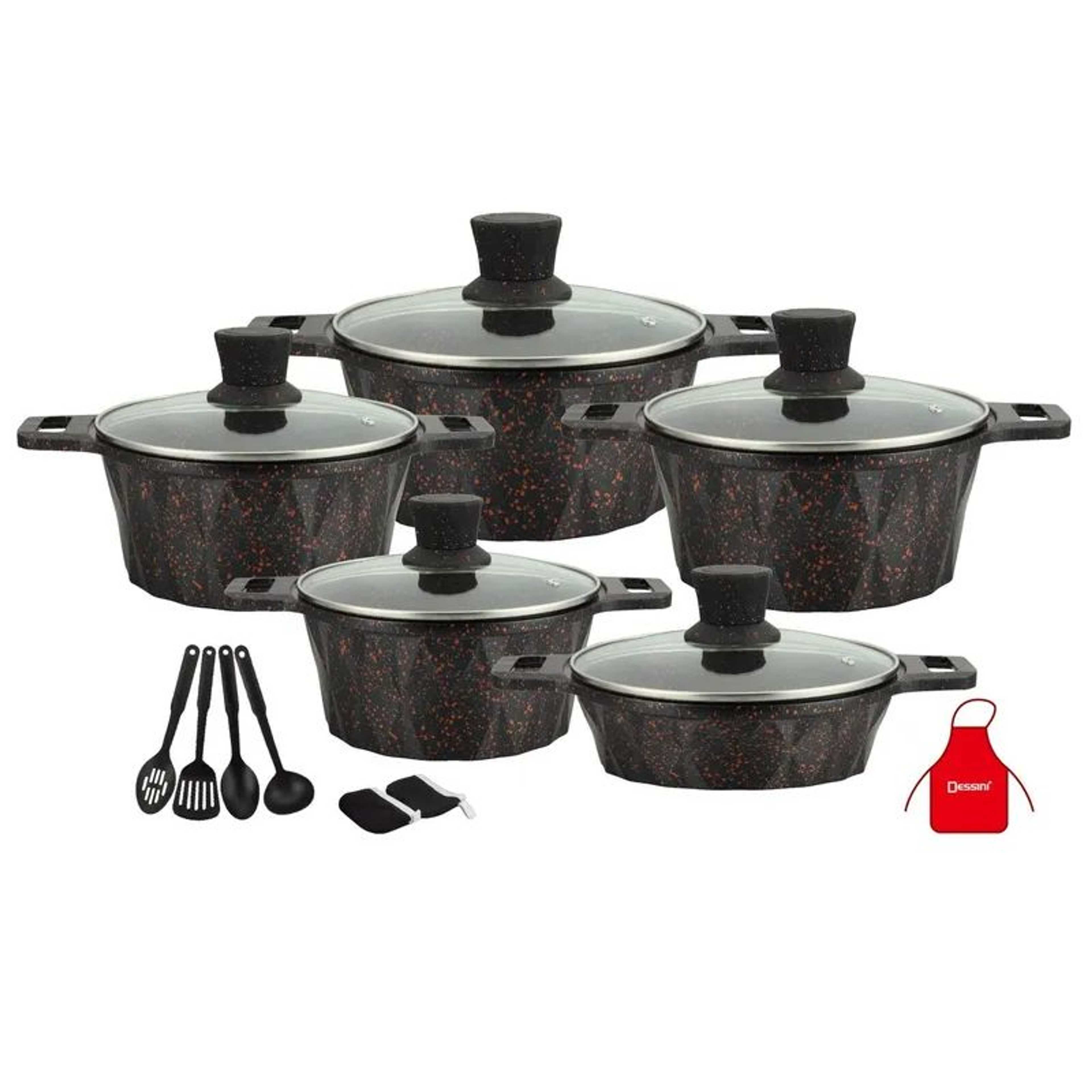 Dessini 17 Pieces Granite Cookware Set