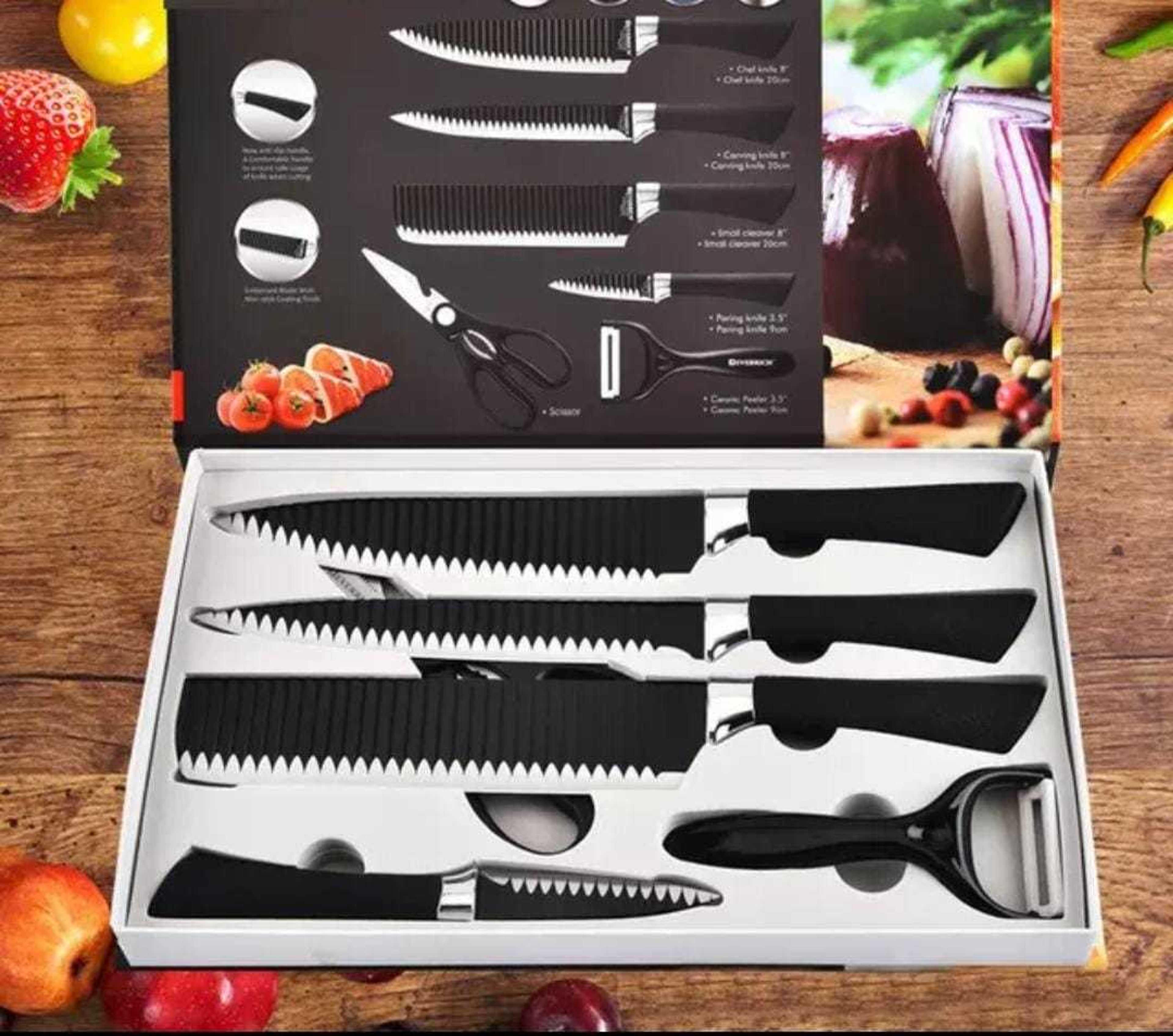6 Pieces Kitchen Knife Set- Stainless Steel With Leather Covering Handle- Unique Design

 - Product Main Image