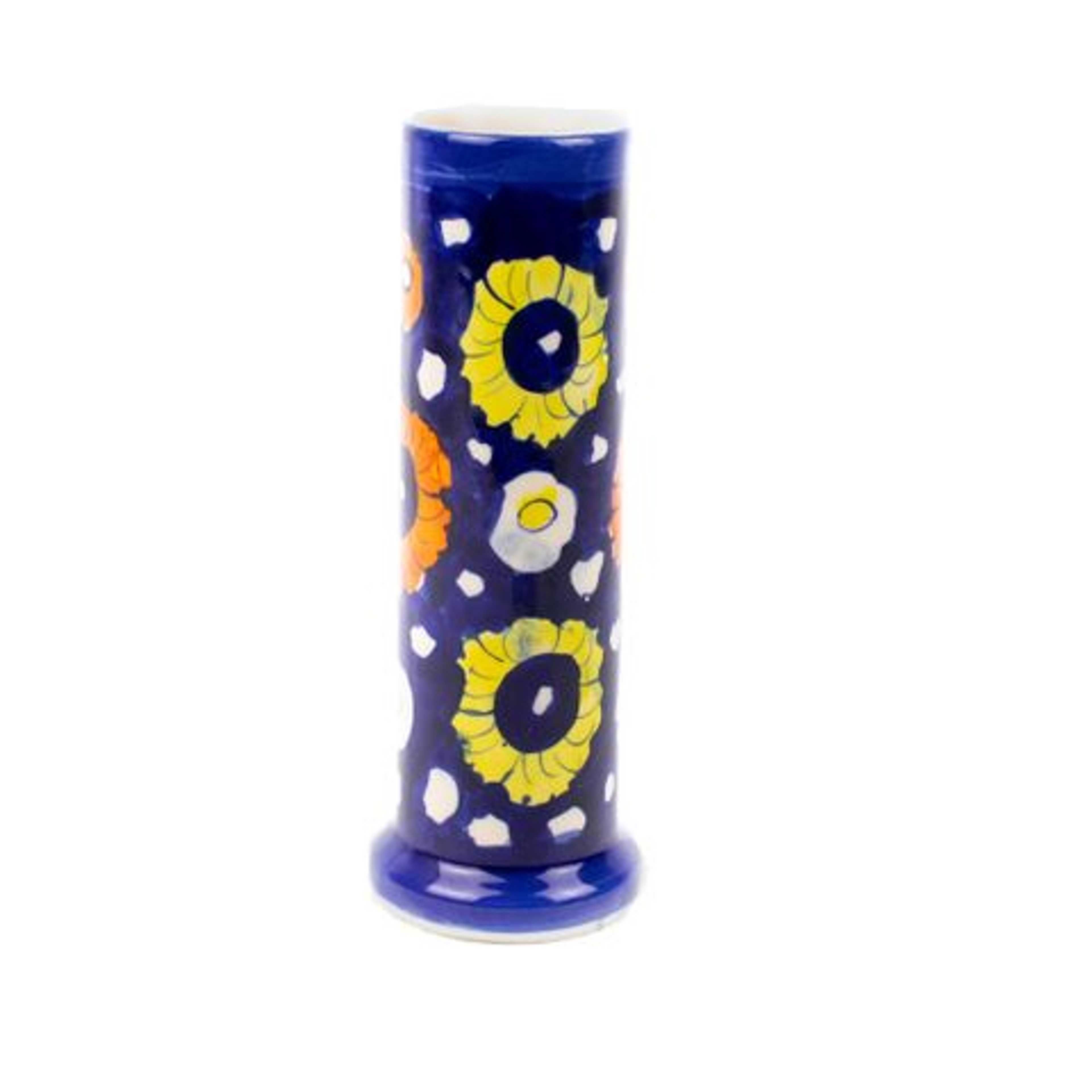 Blue Pottery Vase Sunflower