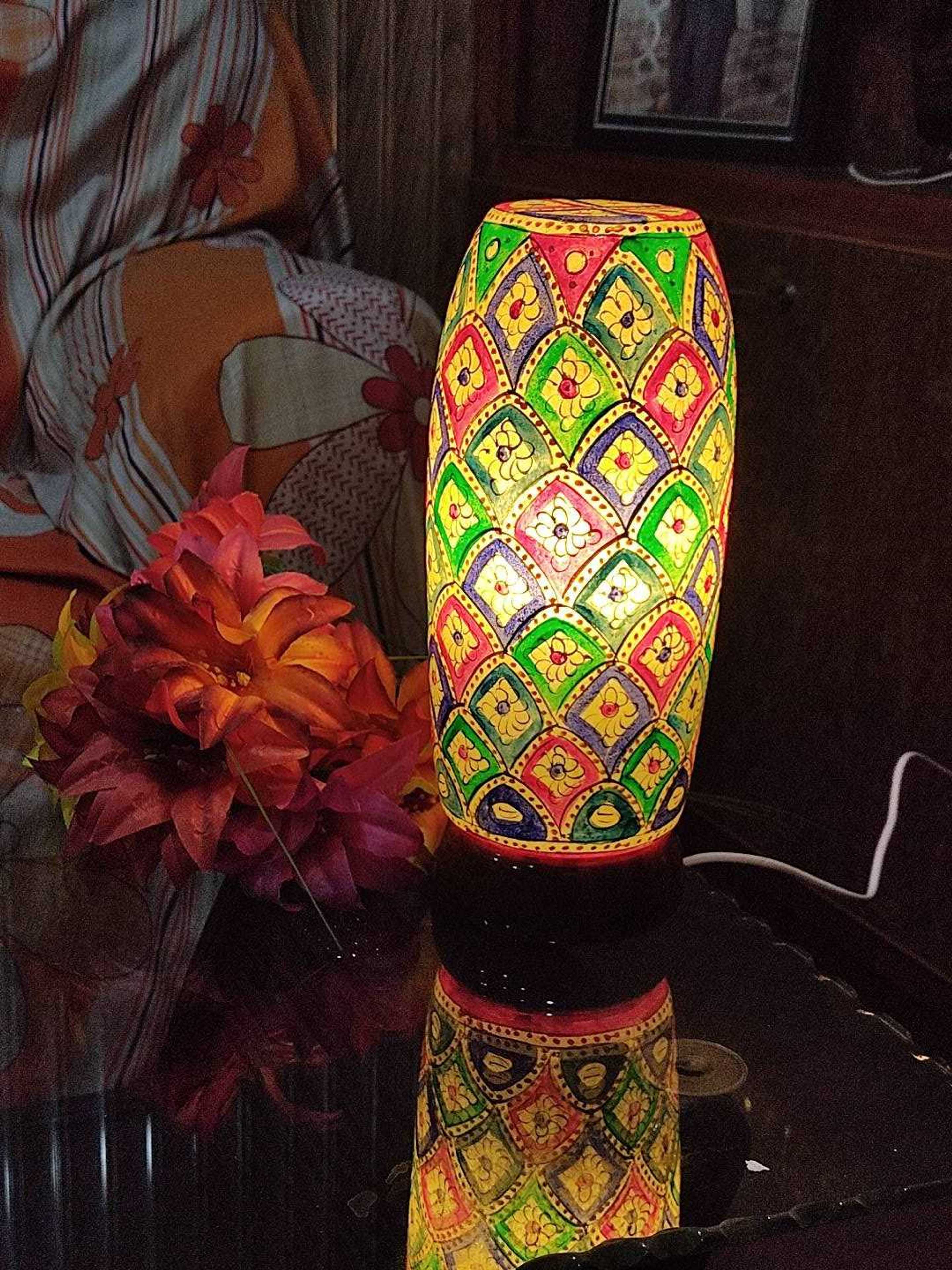 Hand Painted Unique Pattern 12 inch Table Lamp  - Product Main Image